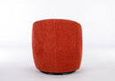 Chenille Fabric Swivel Accent Armchair Barrel Chair With Powder Coating Metal Ring