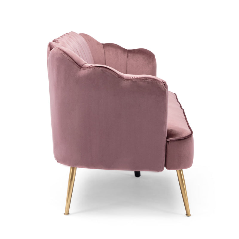 Modern Glam 3 Seater Sofa With Velvet Texture