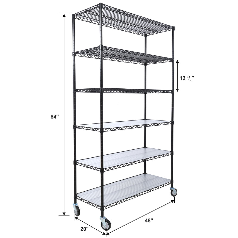 6 Tier 6000Lbs Capacity Nsf Metal Shelf Wire Shelving Unit, Heavy Duty Adjustable Storage Rack With Wheels & Shelf Liners For Commercial Grade Utility Steel Storage Rack