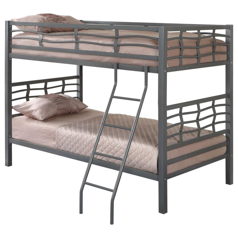 Fairfax - Metal Twin Over Twin Bunk Bed - Light Gunmetal