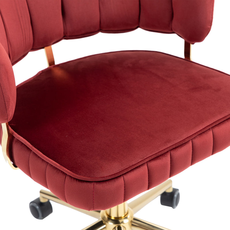 Modern Velvet Home Office Desk Chair With Adjustable Height And Swivel Wheels