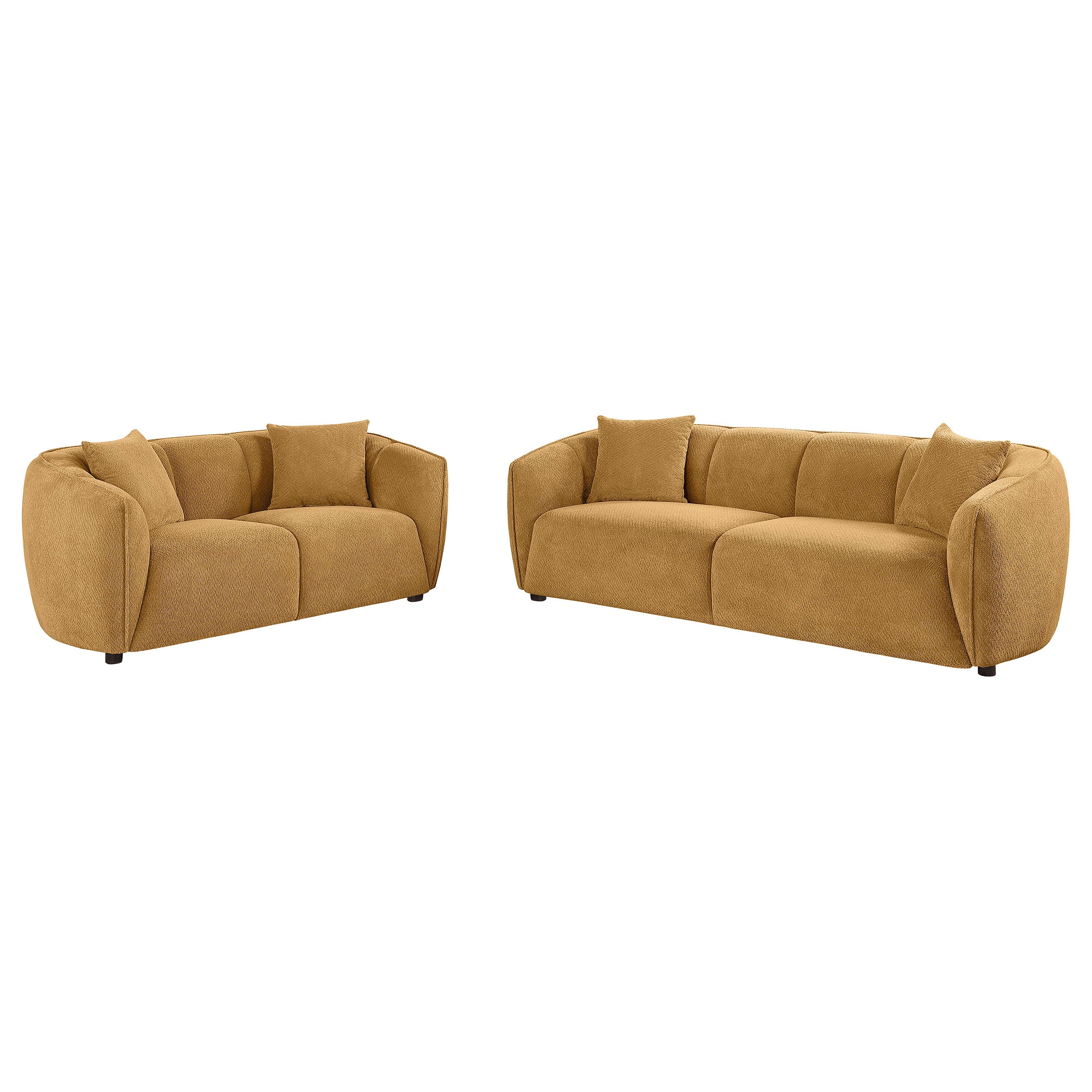 Aleisha 2-piece Fabric Upholstered Sofa Set Mustard Yellow — view 1