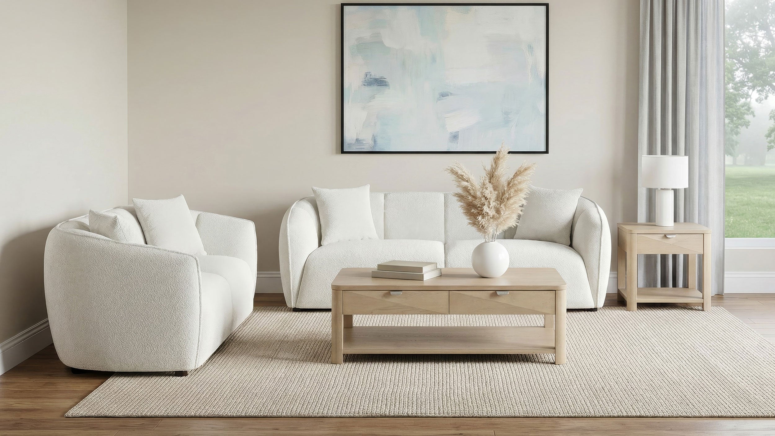 Aleisha 2-piece Fabroc Upholstered Sofa Set Sand — view 2