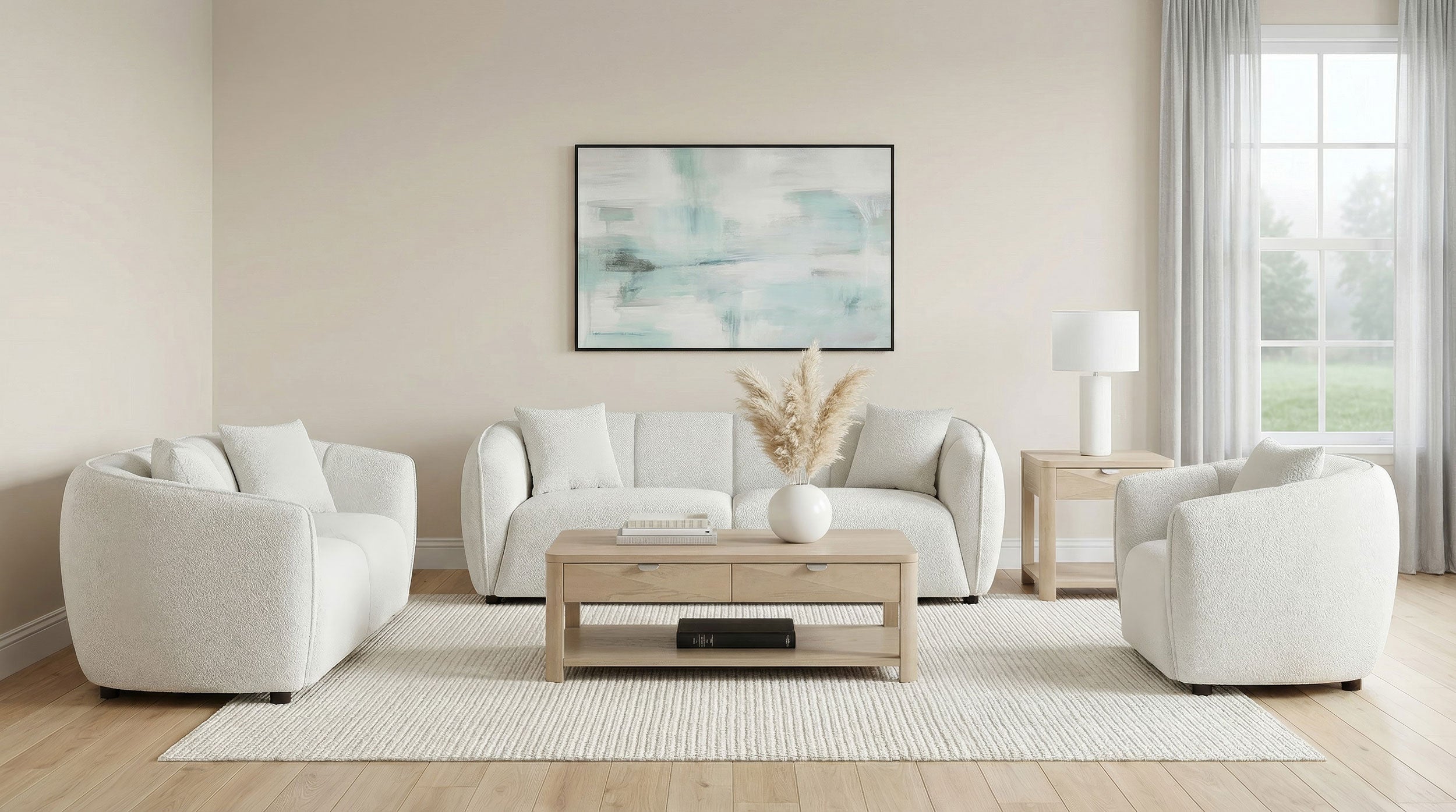 Aleisha 3-piece Fabric Upholstered Sofa Set Sand — view 2