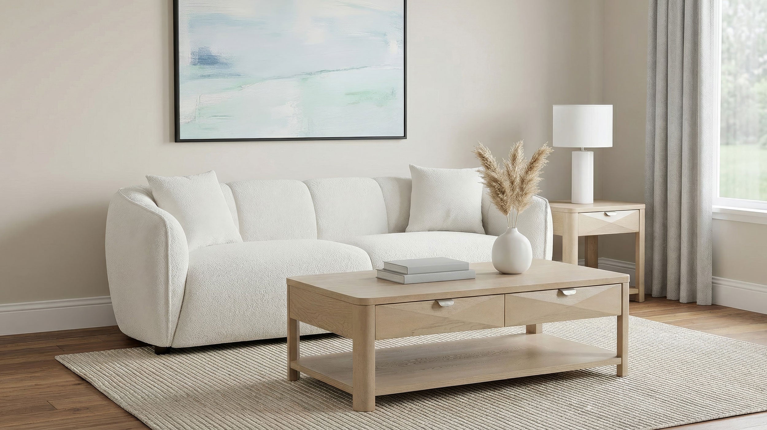 Aleisha Fabric Upholstered Sofa Sand — view 2