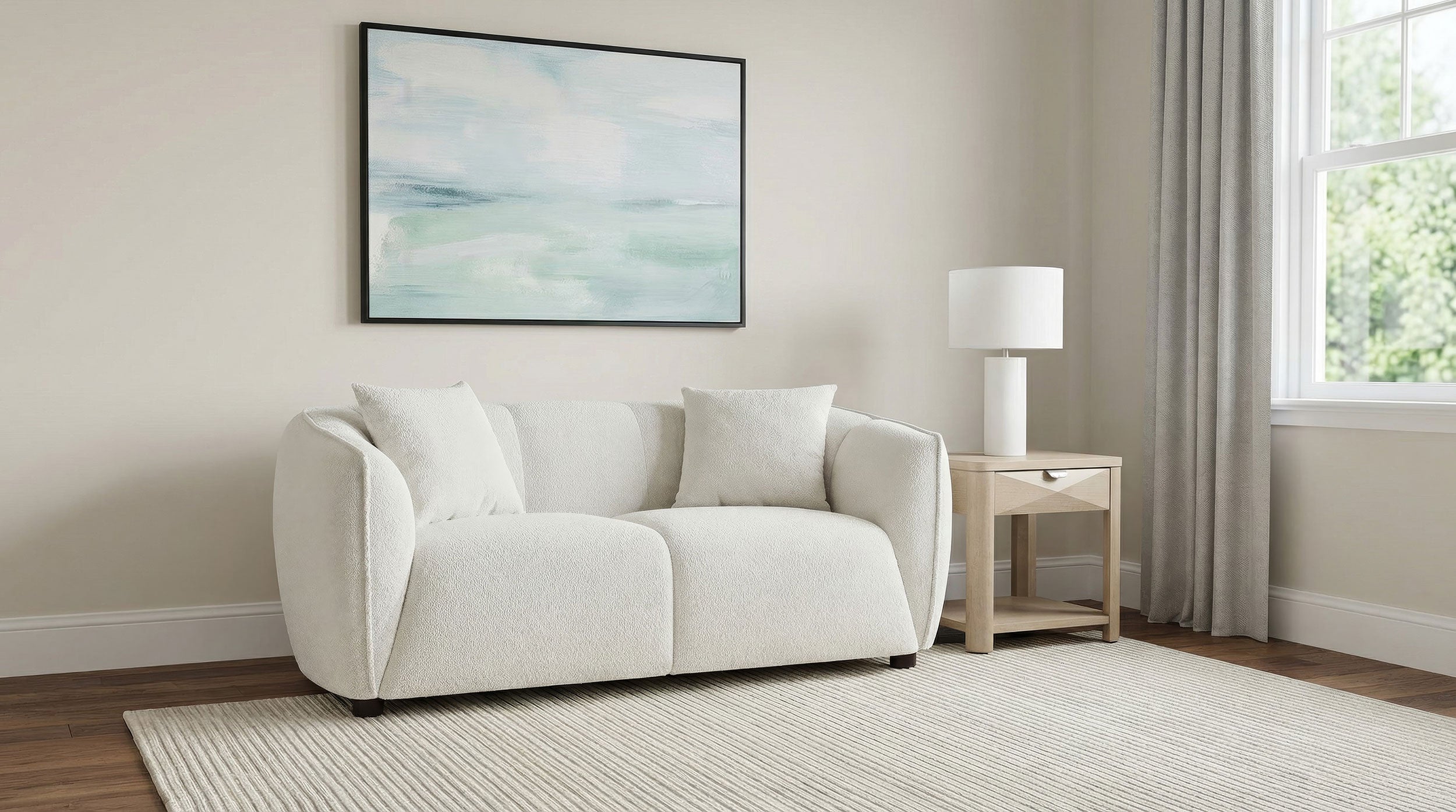 Aleisha Fabric Upholstered Loveseat Sand — view 2