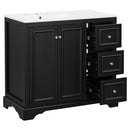 Bathroom Vanity With Sink, Soft-Close Doors, Adjustable U-Shelf, 3 Drawers