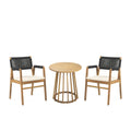 Outdoor 3 Pieces Acacia Wood Dining Set With Cushions