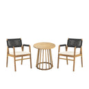Outdoor 3 Pieces Acacia Wood Dining Set With Cushions