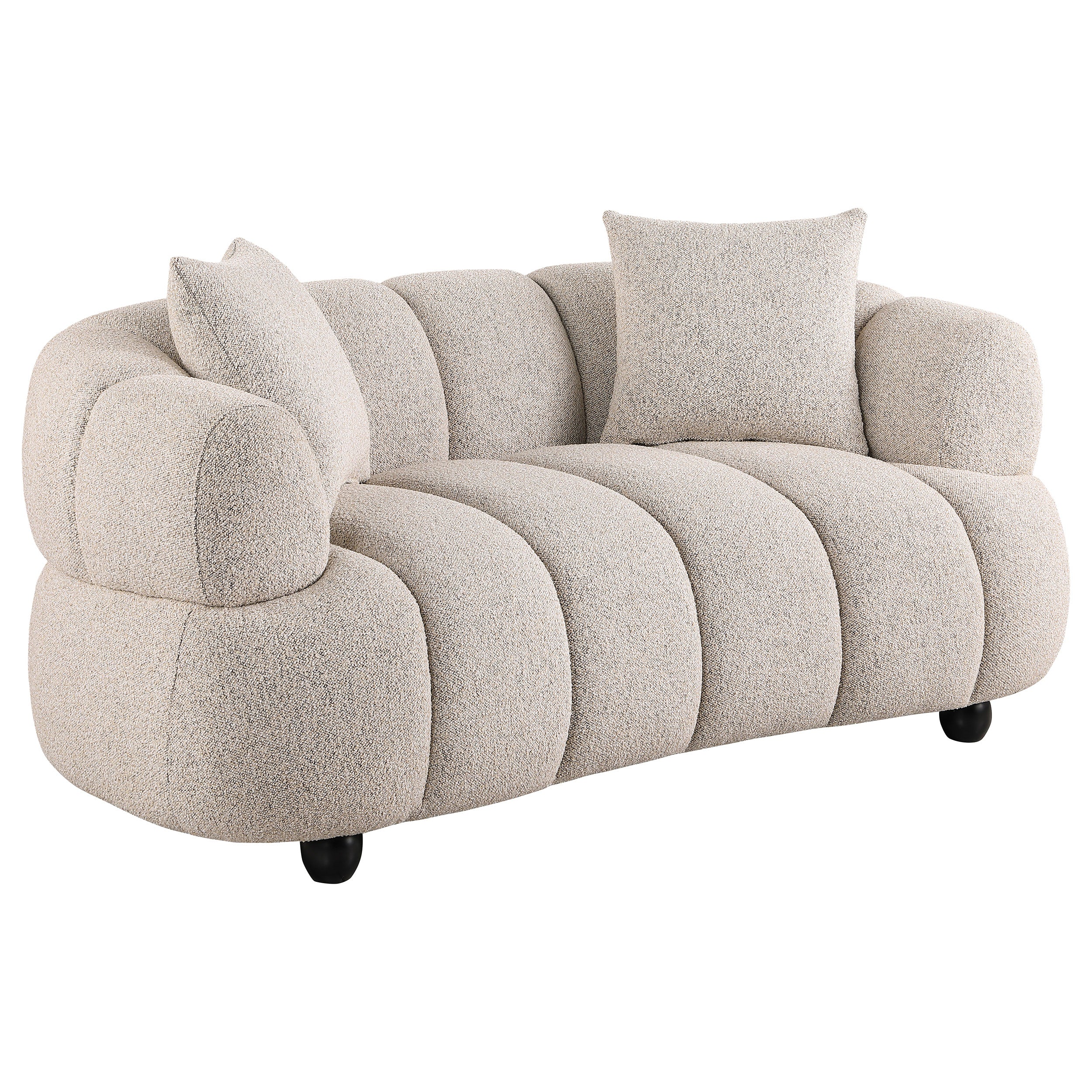 Whitney Contemporary Channel Tufted Woven Fabric Upholstered Sofa Set — view 4