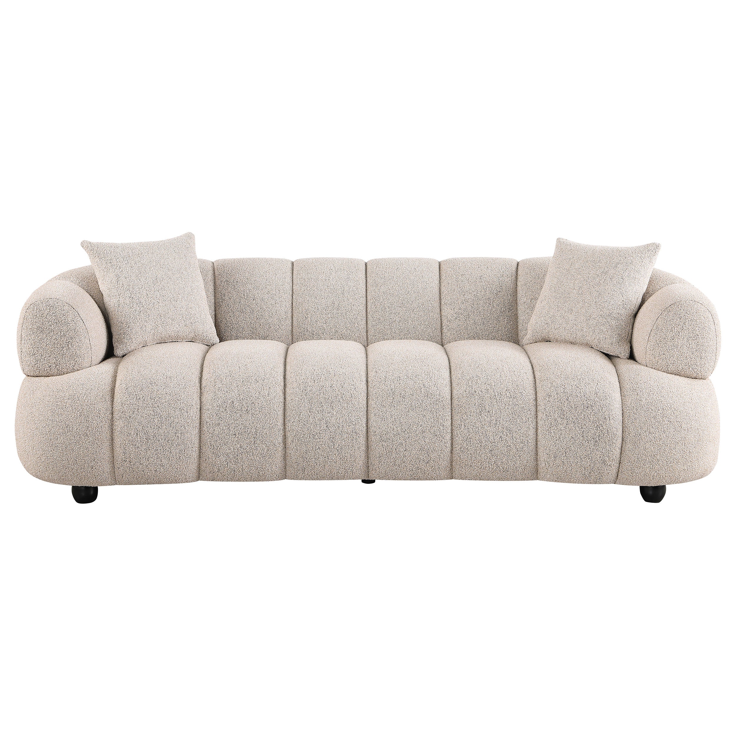 Whitney Contemporary Channel Tufted Woven Fabric Upholstered Sofa — view 3