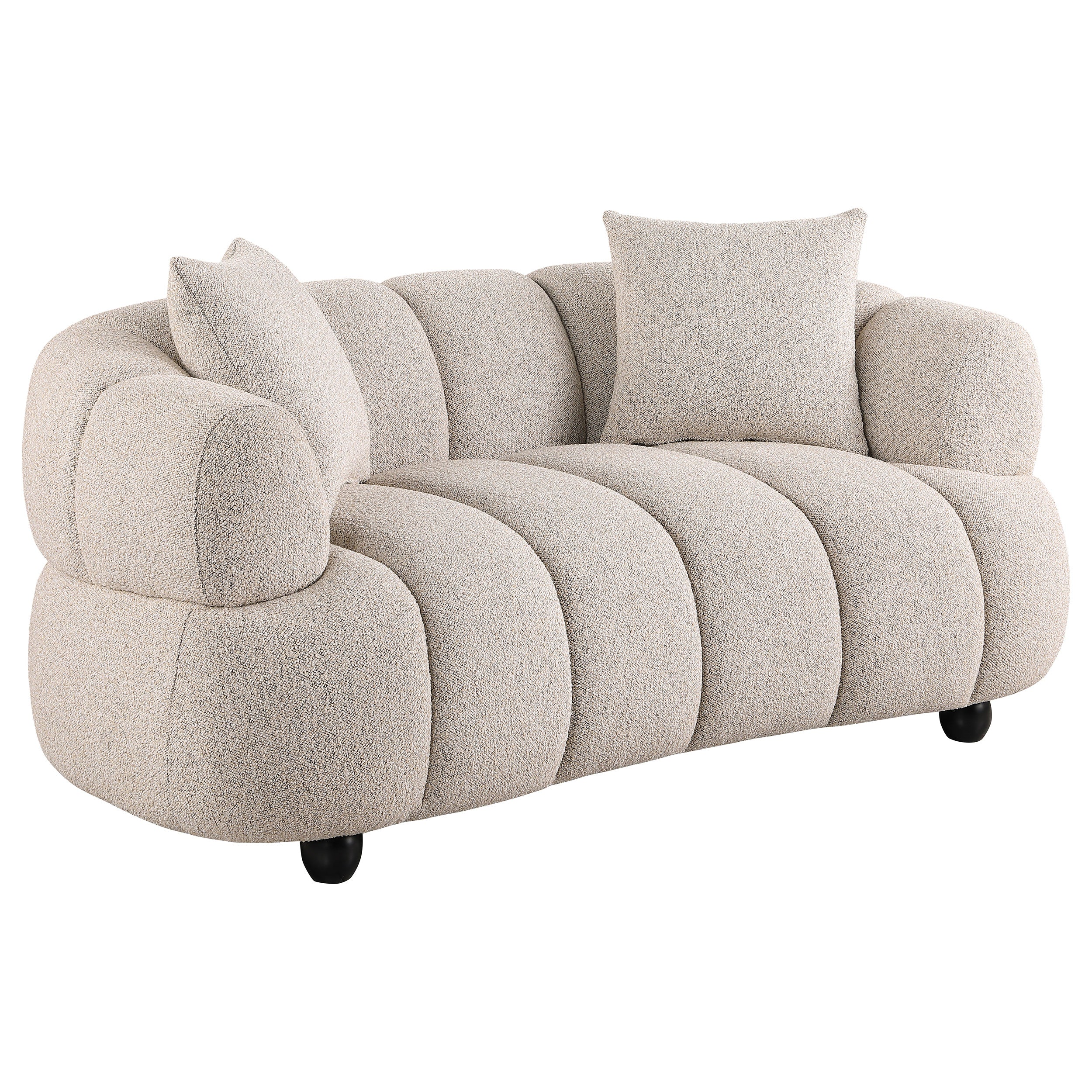 Whitney Contemporary Channel Tufted Woven Fabric Upholstered Loveseat — view 1