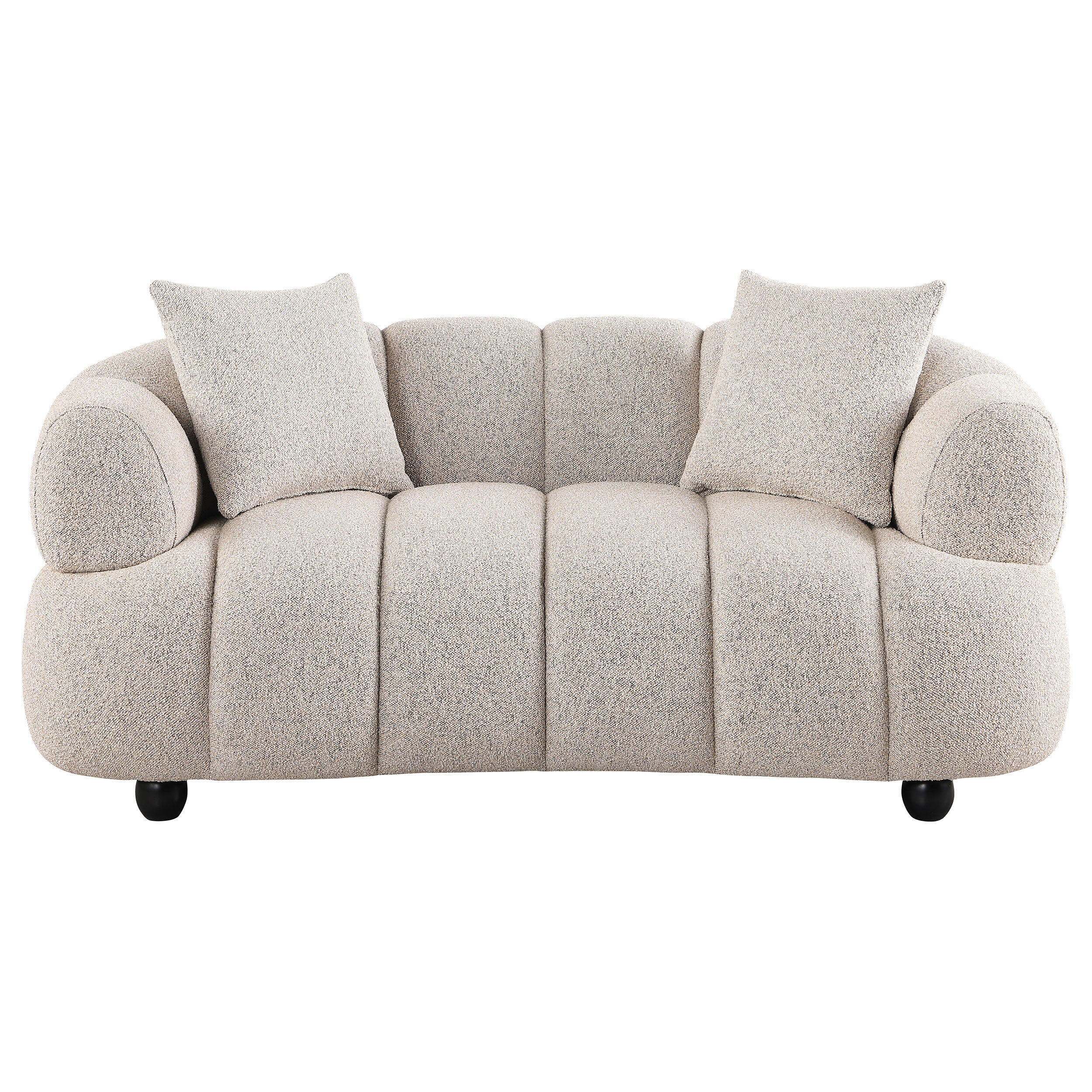 Whitney Contemporary Channel Tufted Woven Fabric Upholstered Loveseat — view 3
