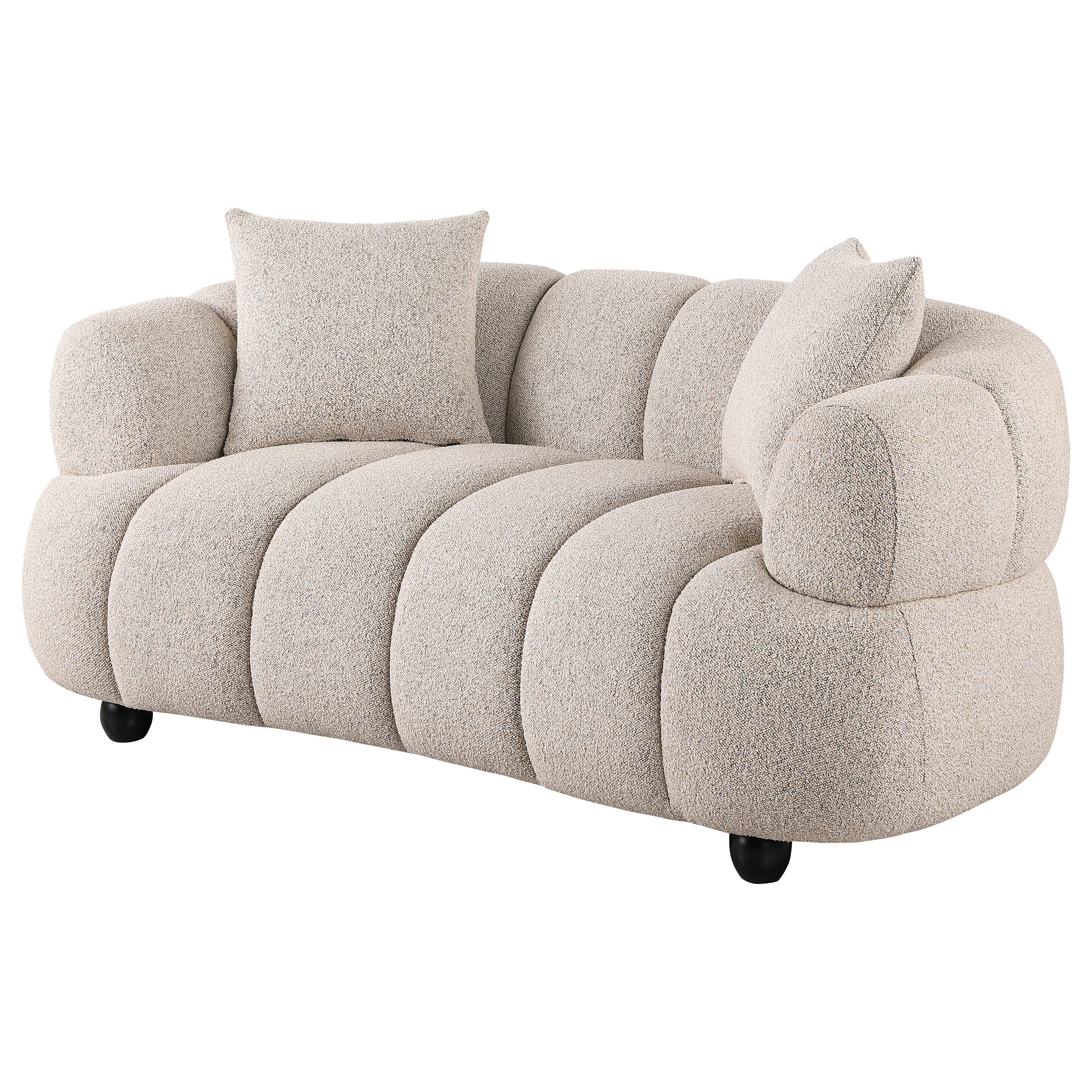 Whitney Contemporary Channel Tufted Woven Fabric Upholstered Loveseat — view 4