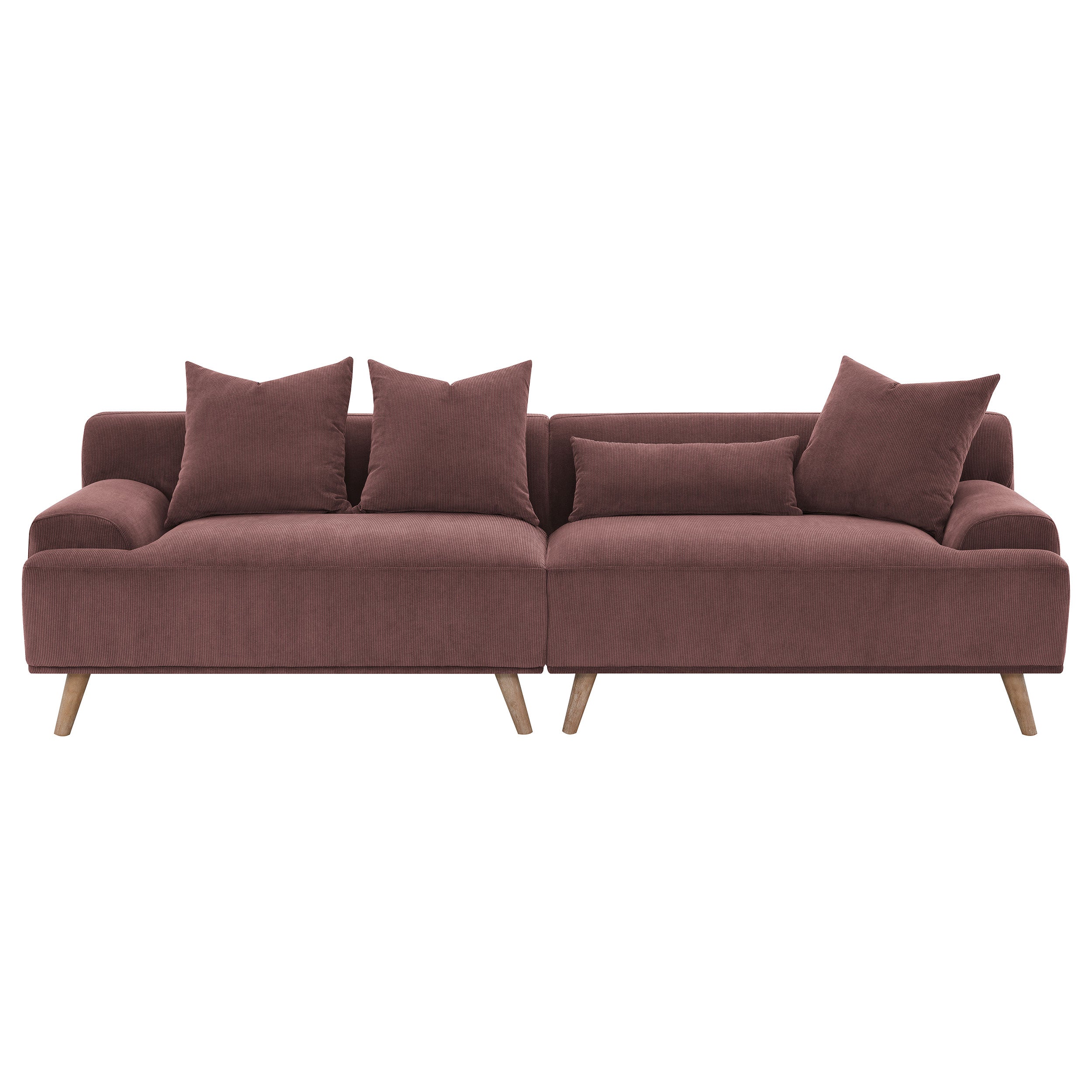 Elizabeth Corduroy Upholstered Extra Long Sofa Wine Red — view 3