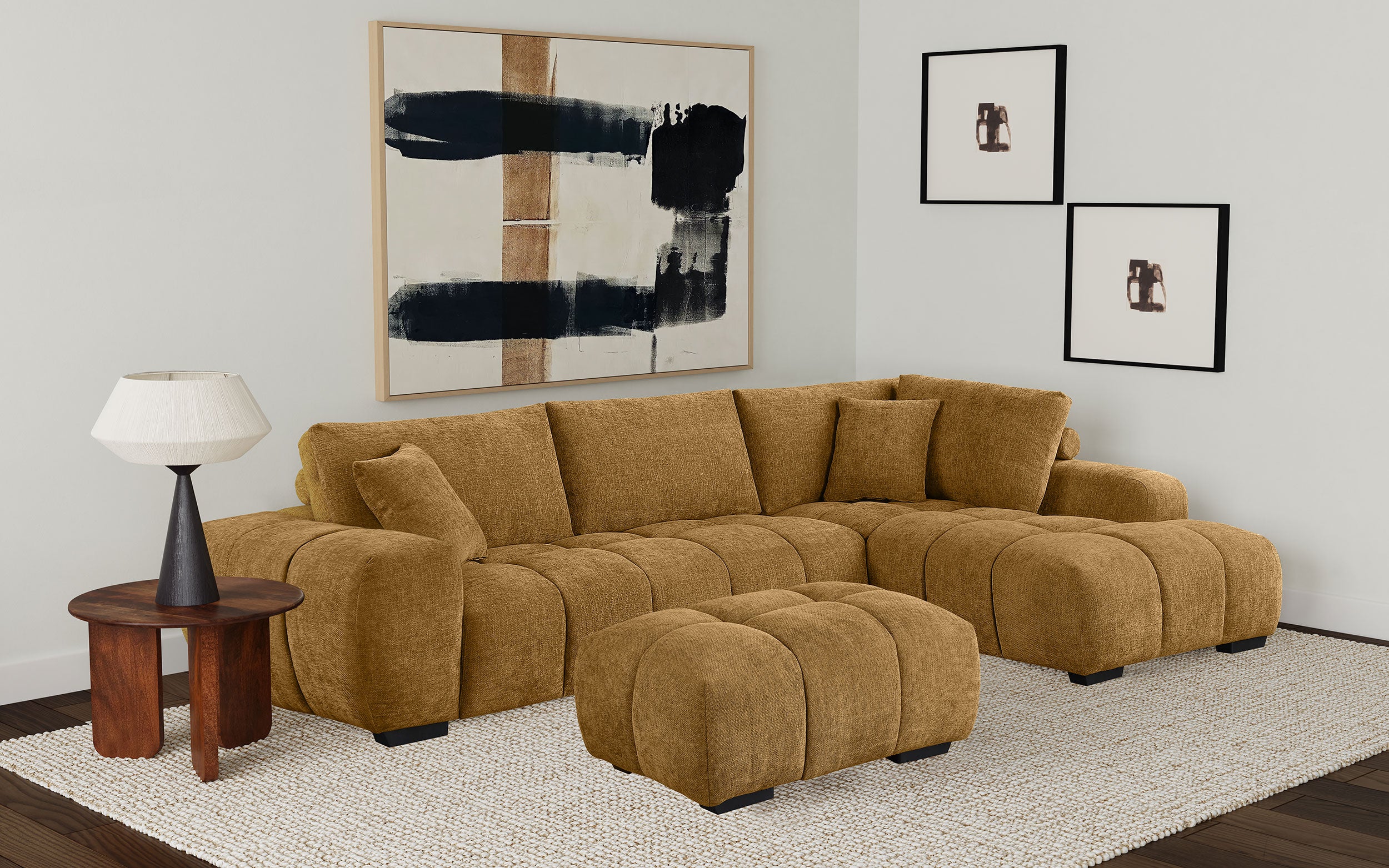 Camacho Rectangular Upholstered Tufted Ottoman Amber — view 8