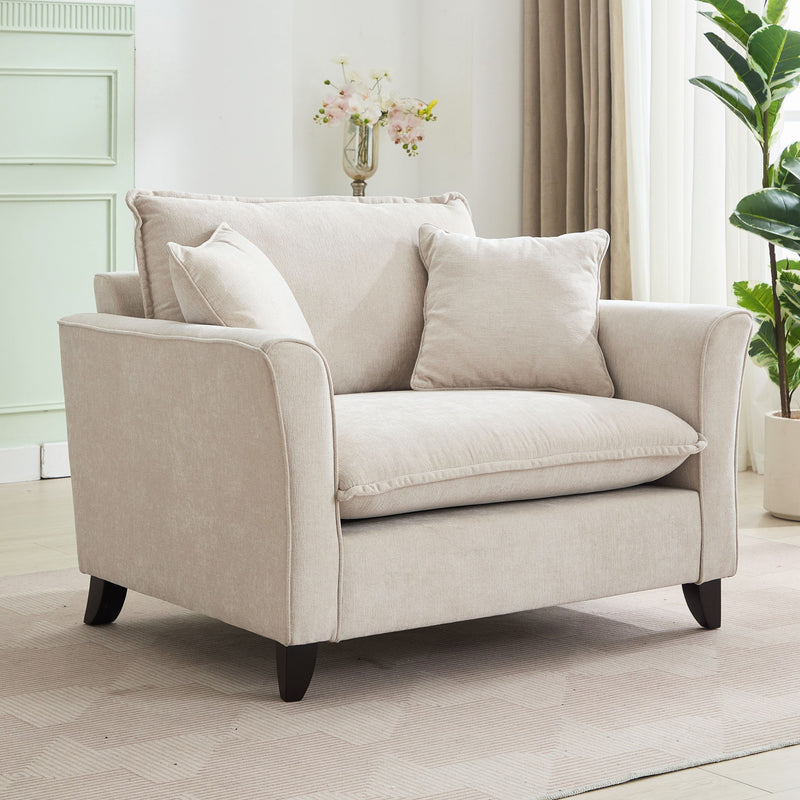 Oversized Armchair, Chenille Fabric, Comfy Chair And A Half Single Sofa With Pillow For Living Room