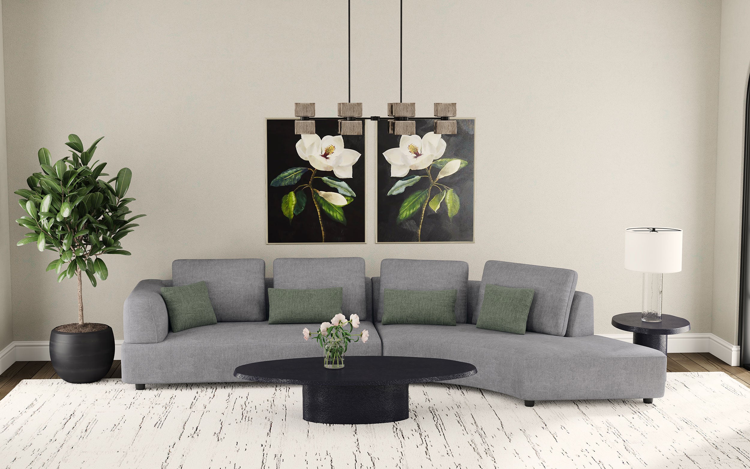 Toscano 134-inch Upholstered Sectional Sofa Grey — view 2