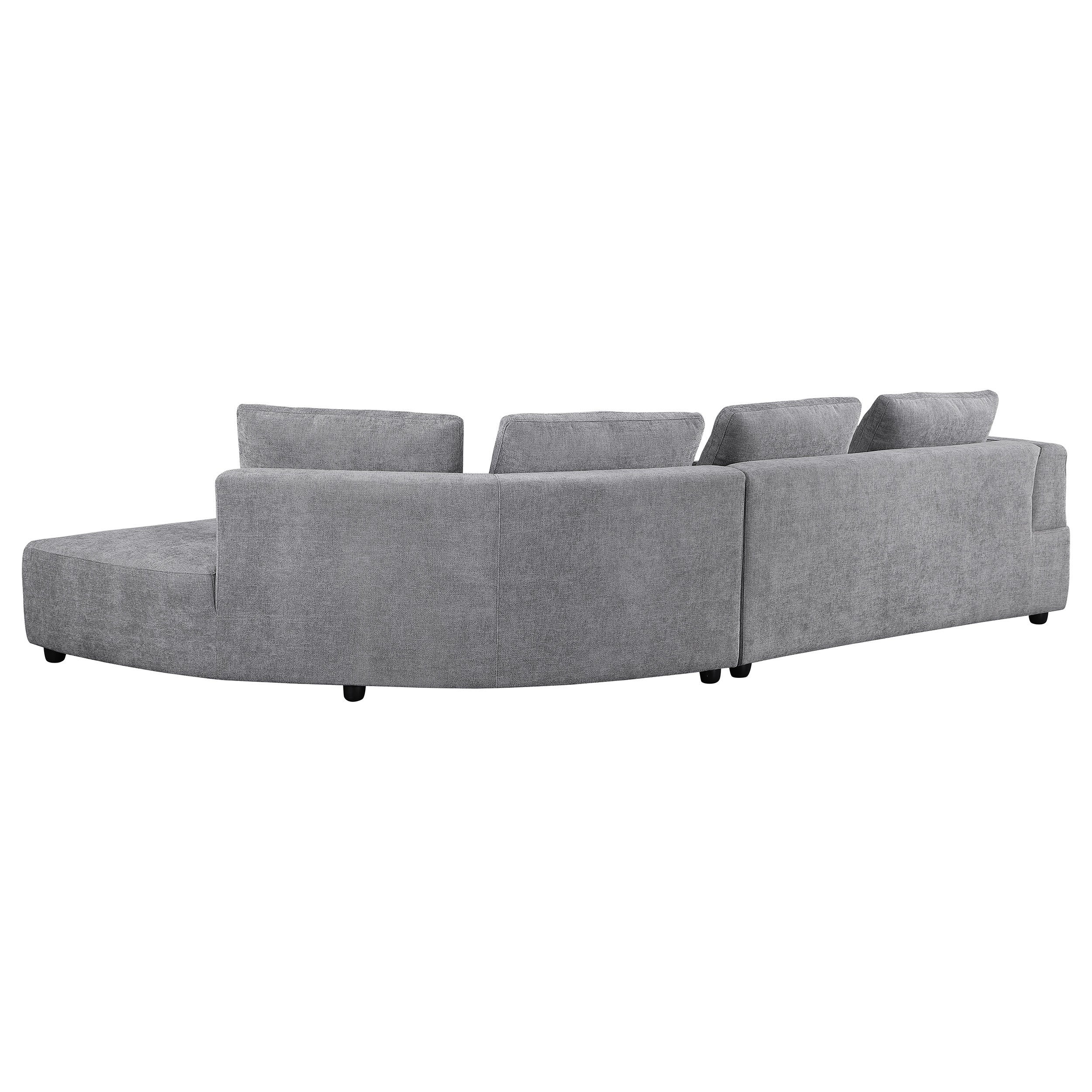 Toscano 134-inch Upholstered Sectional Sofa Grey — view 4