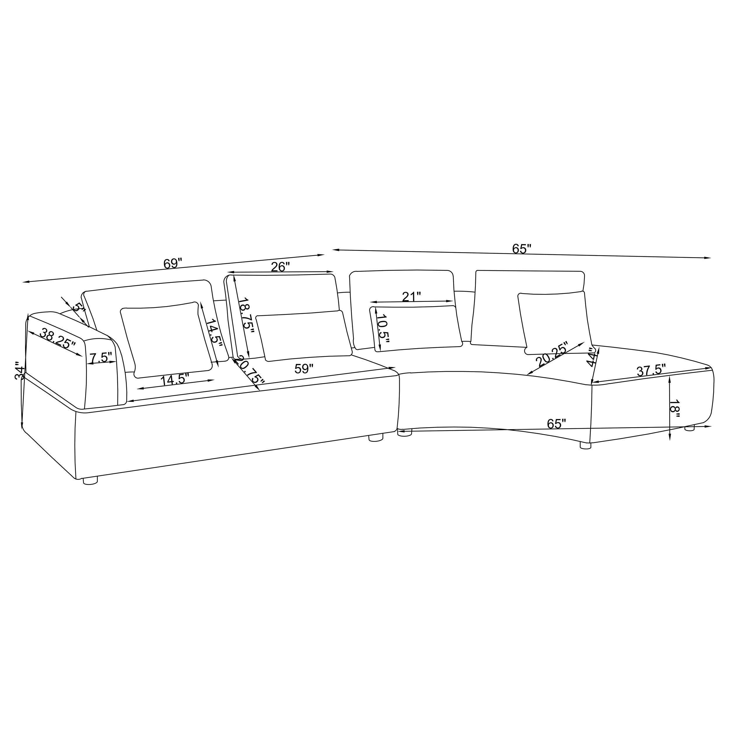 Toscano 134-inch Upholstered Sectional Sofa Grey — view 9