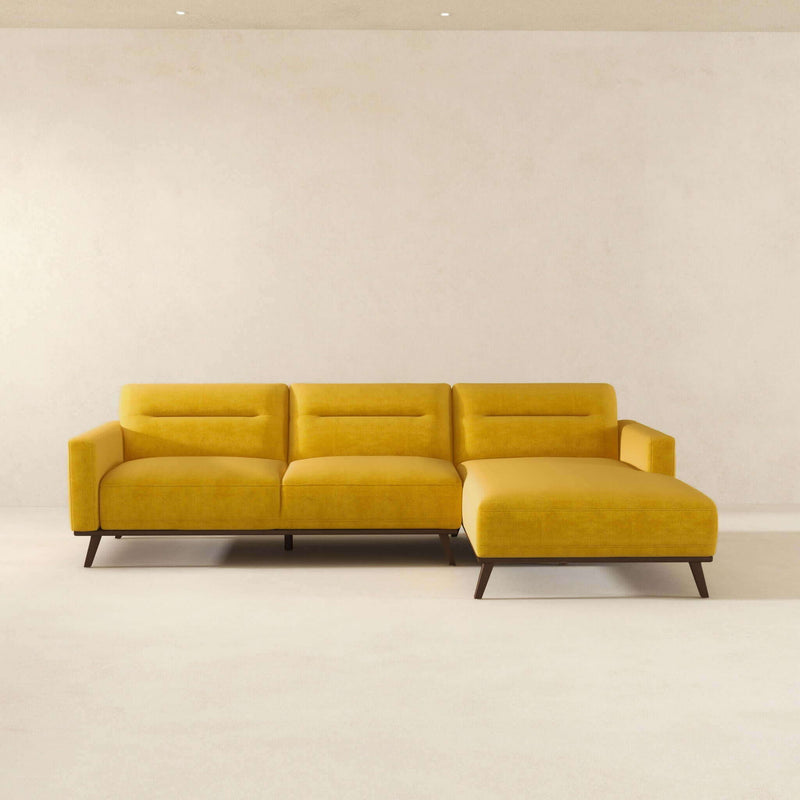 Ella - L Shaped Linen Left Sectional Couch - Yellow