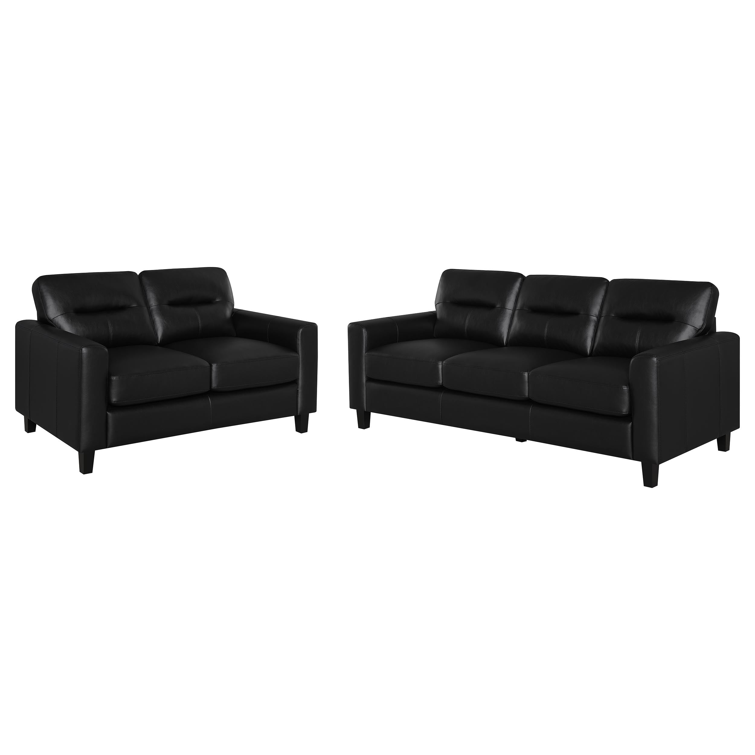 Scotland 2-piece Faux Leather Upholstered Sofa Set Black — view 2