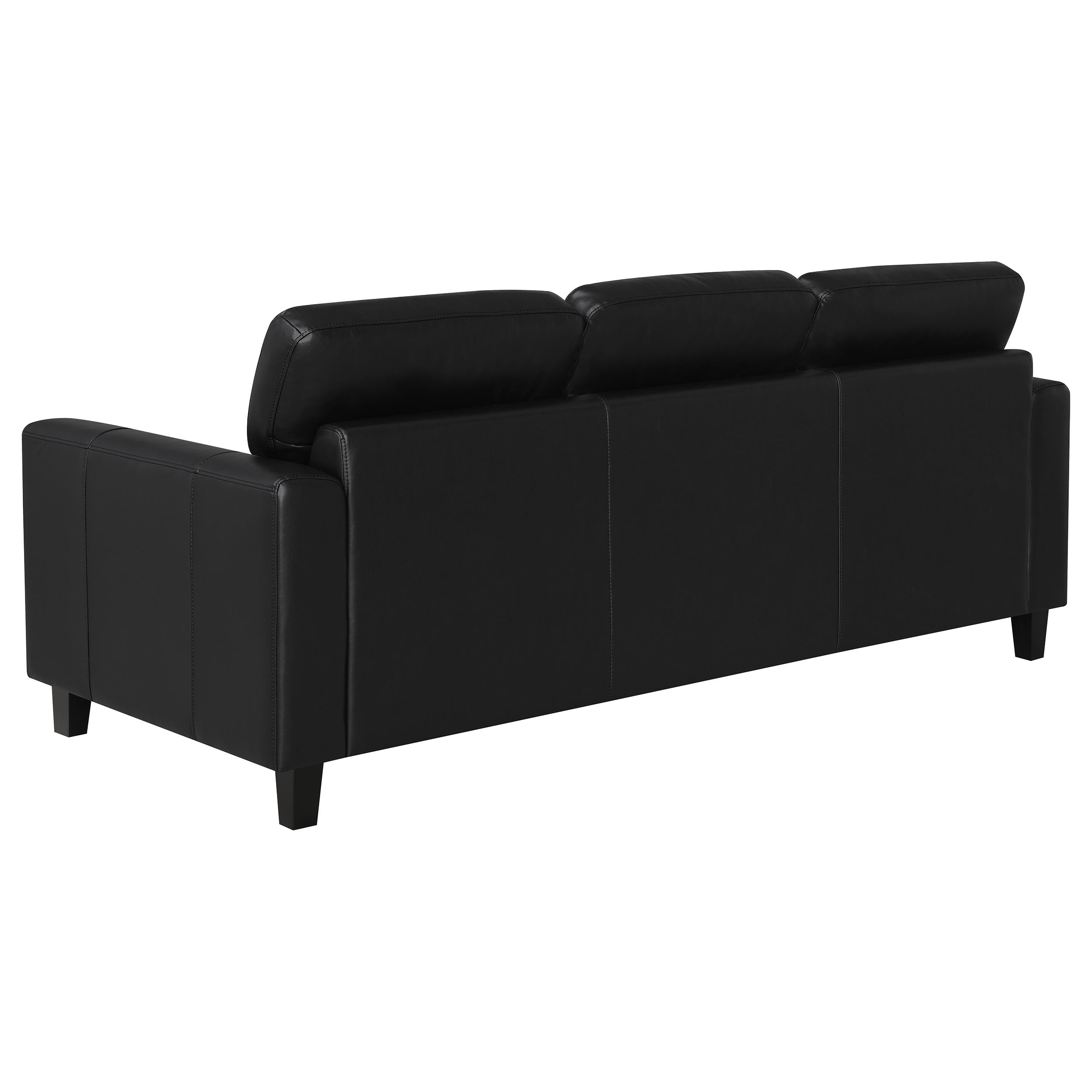 Scotland 3-piece Faux Leather Upholstered Sofa Set Black — view 5