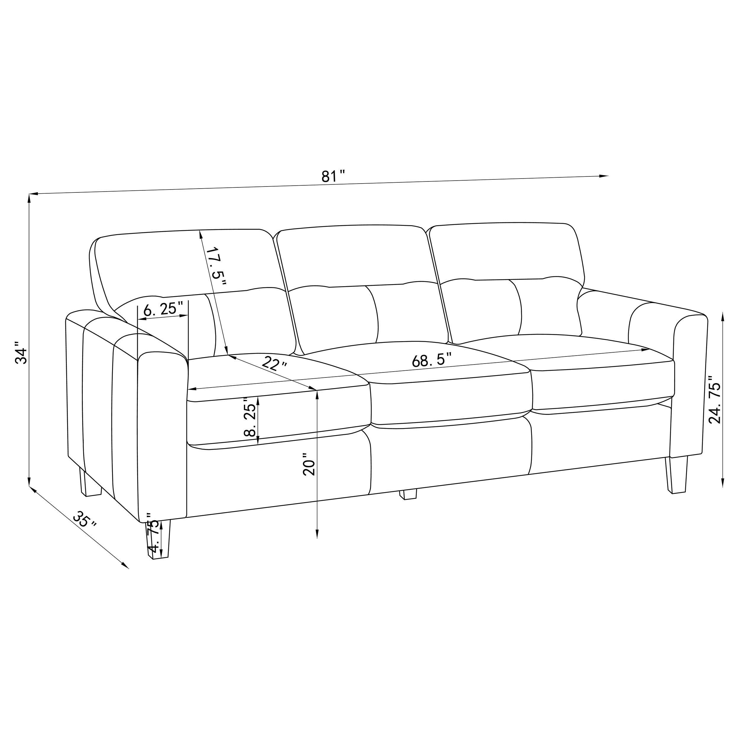 Scotland Faux Leather Upholstered Track Arm Sofa Black — view 10
