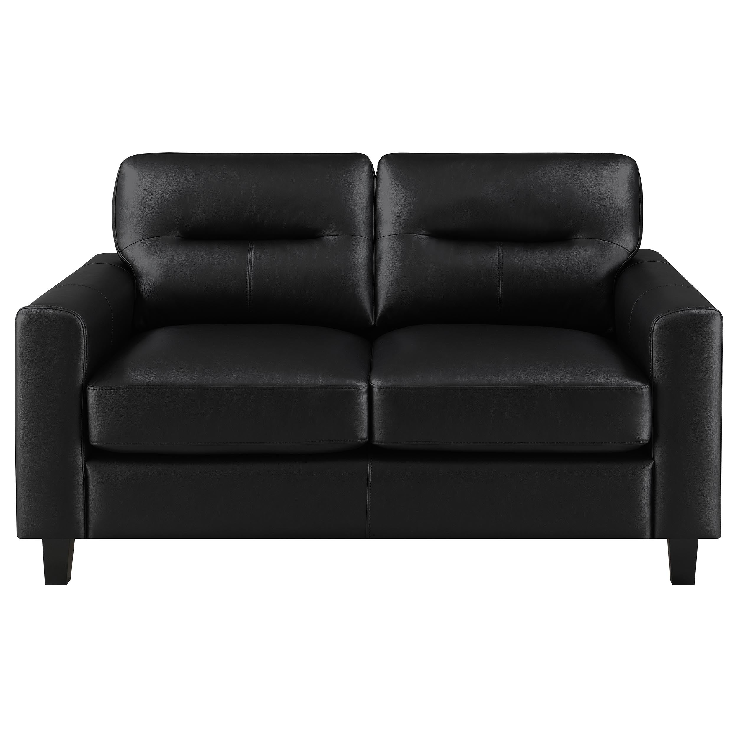 Scotland Faux Leather Upholstered Track Arm Loveseat Black — view 3