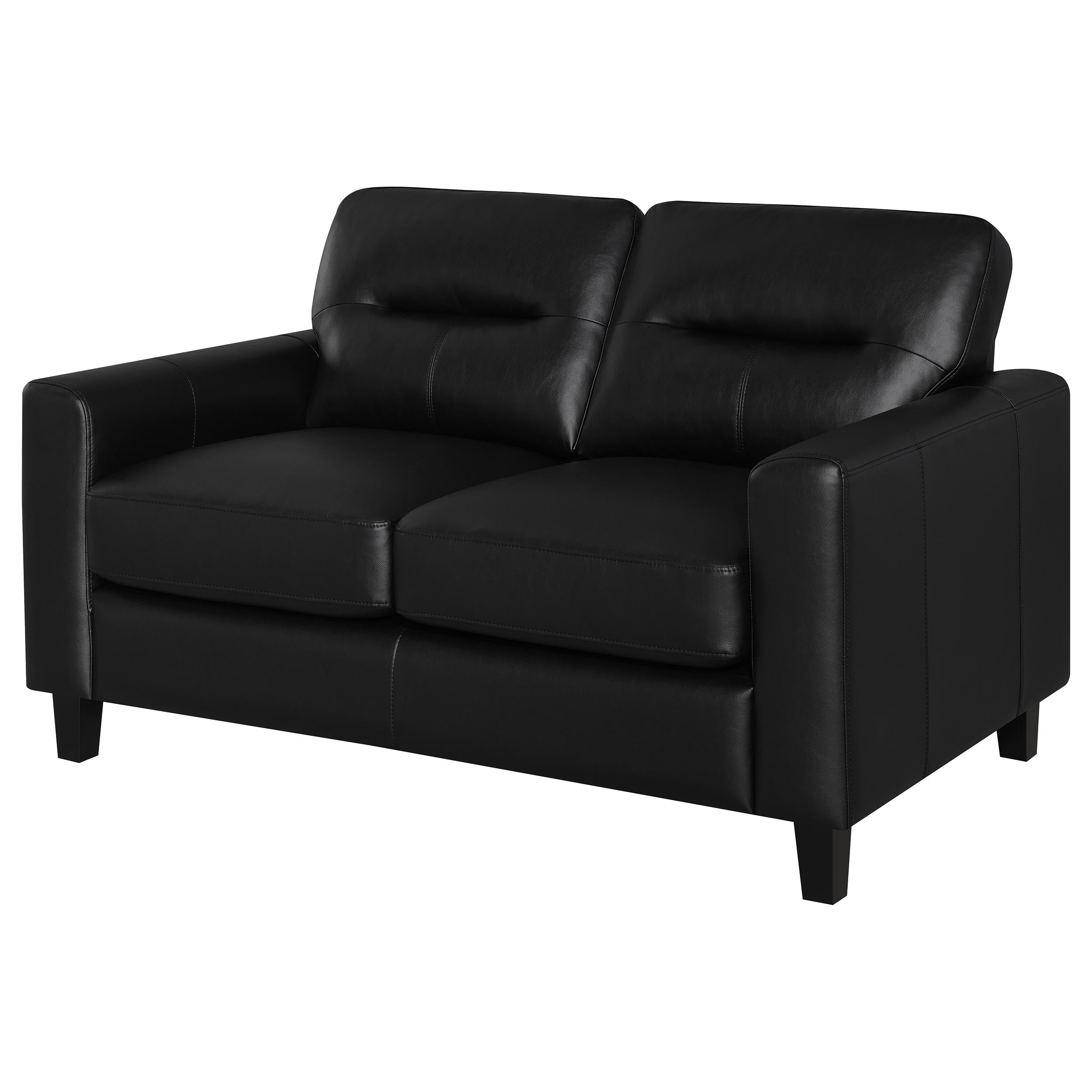 Scotland Faux Leather Upholstered Track Arm Loveseat Black — view 4