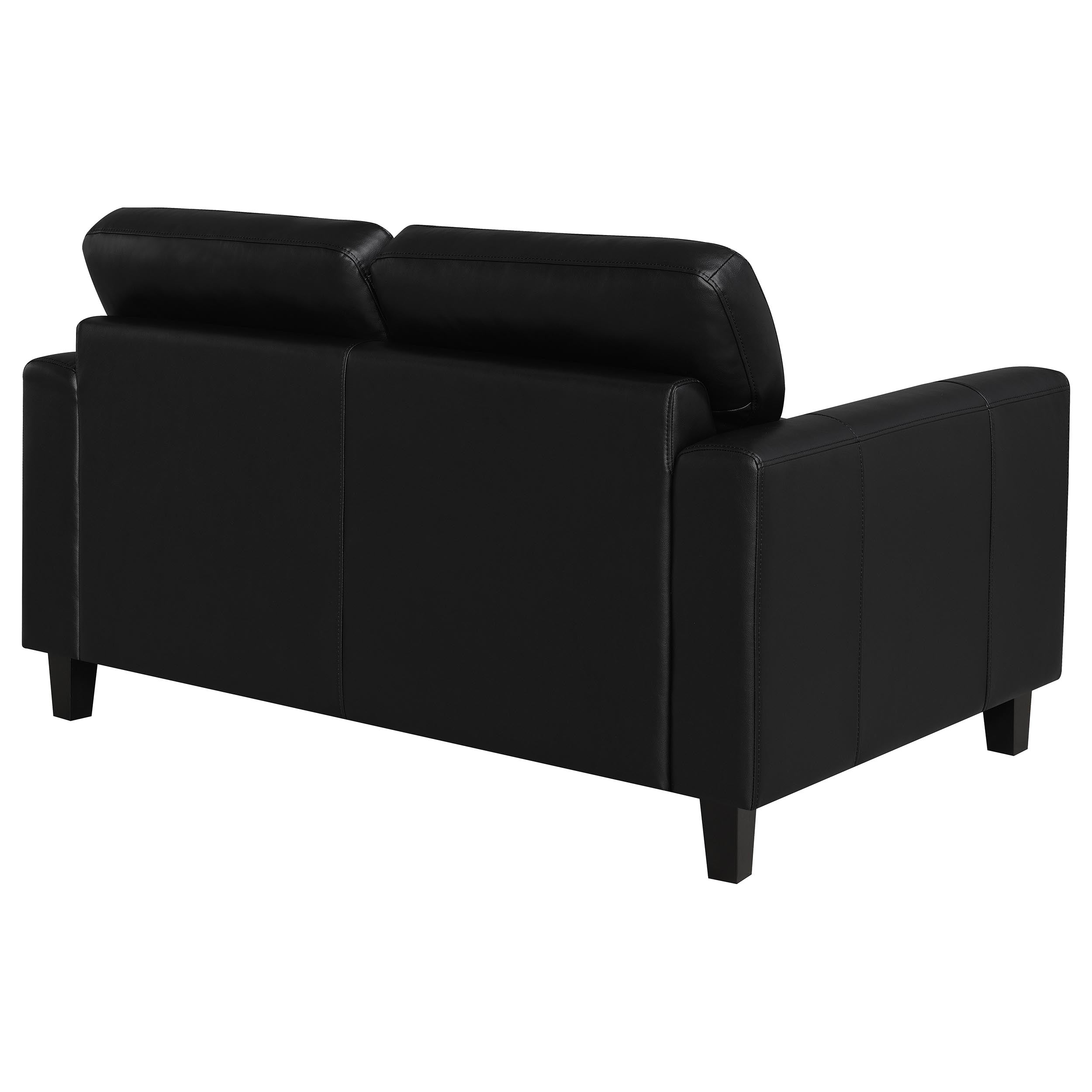 Scotland Faux Leather Upholstered Track Arm Loveseat Black — view 7