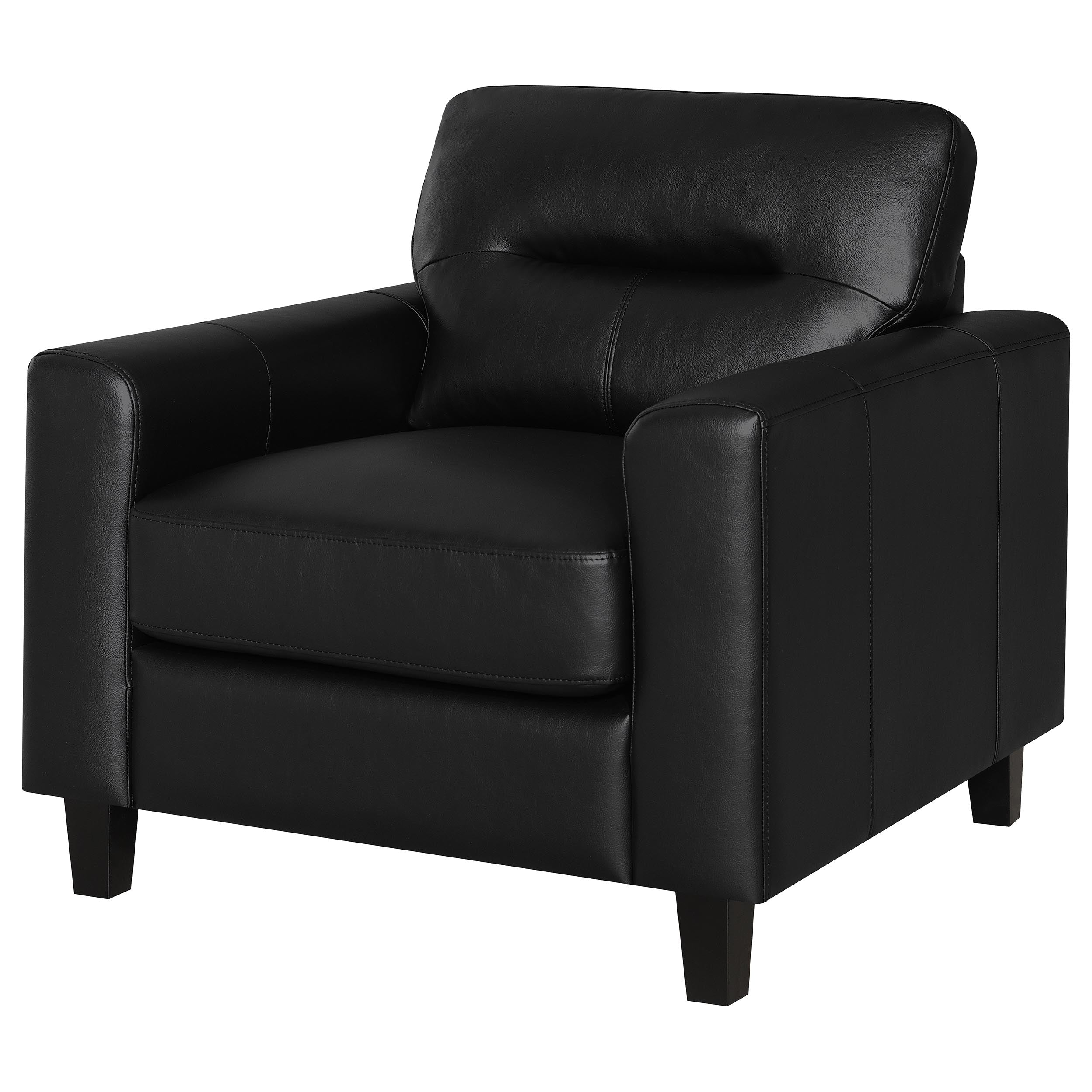 Scotland Faux Leather Upholstered Track Arm Chair Black — view 4