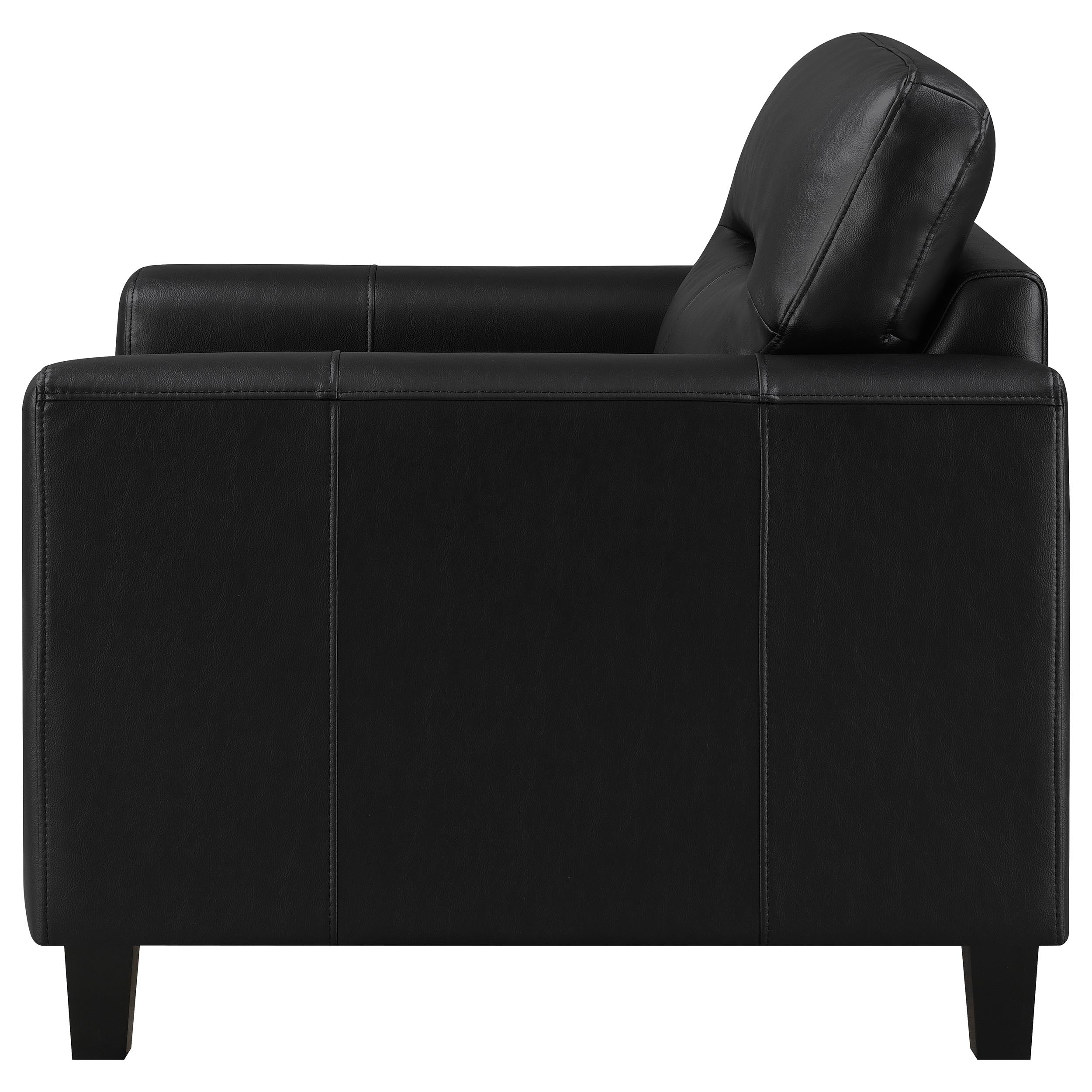 Scotland Faux Leather Upholstered Track Arm Chair Black — view 5