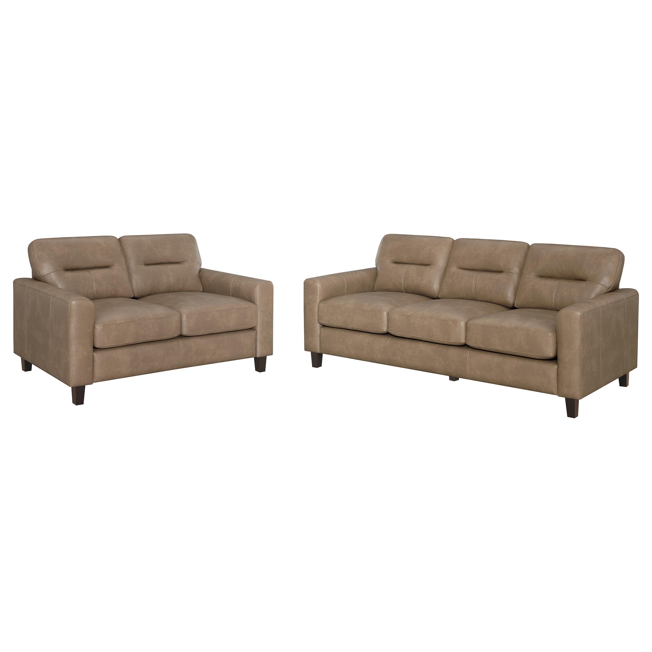Scotland 2-piece Faux Leather Upholstered Sofa Set Brown — view 1