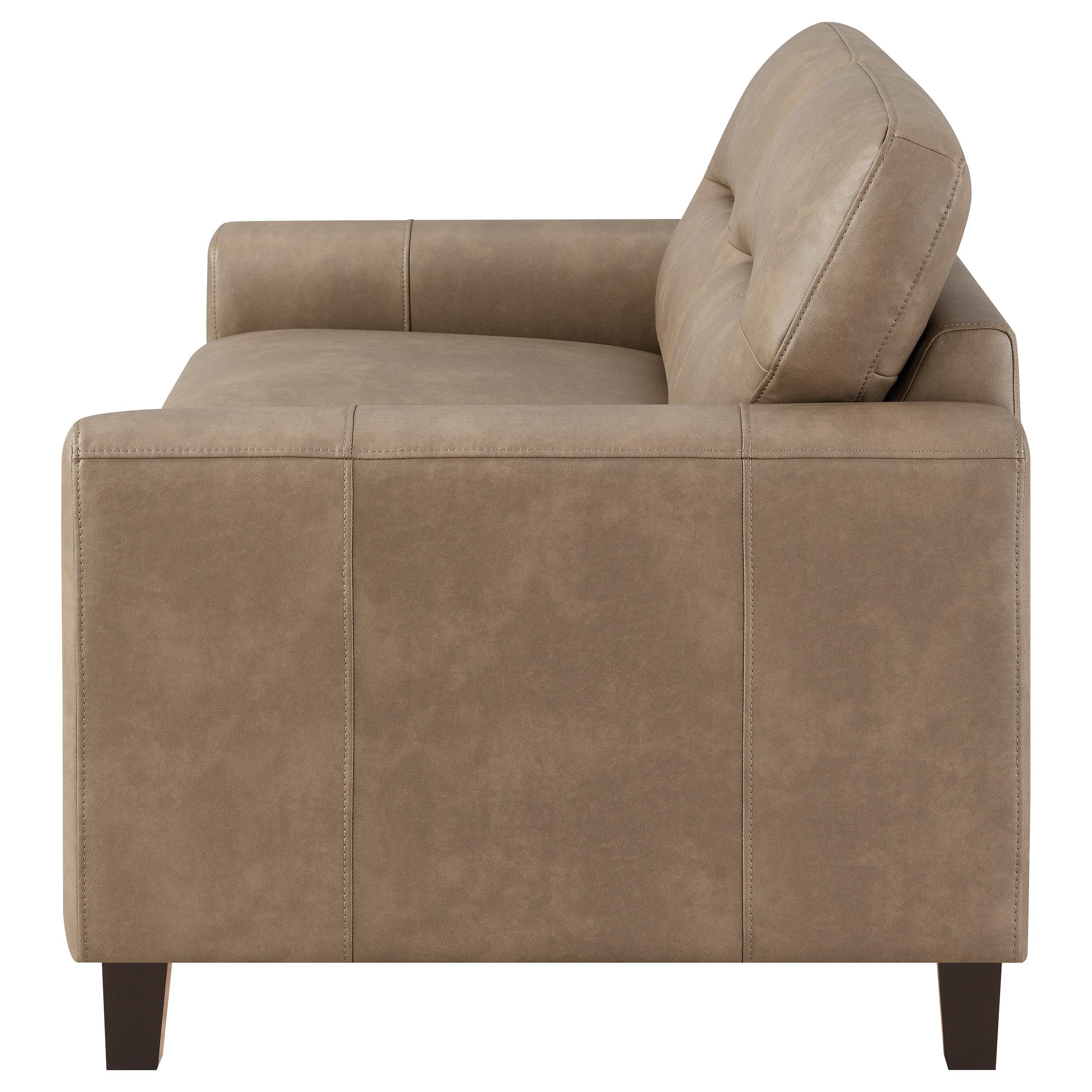 Scotland Faux Leather Upholstered Track Arm Loveseat Brown — view 5