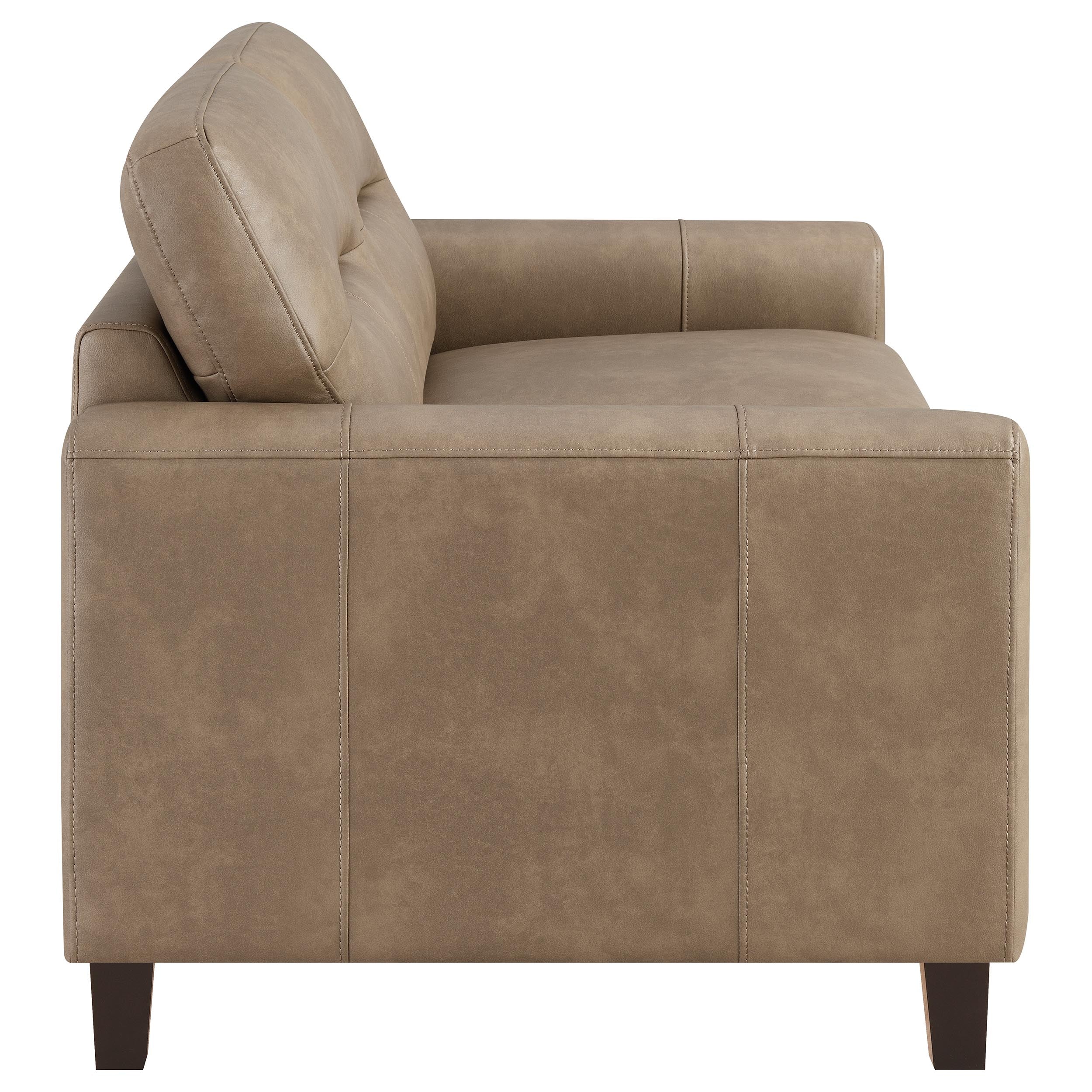 Scotland Faux Leather Upholstered Track Arm Loveseat Brown — view 8