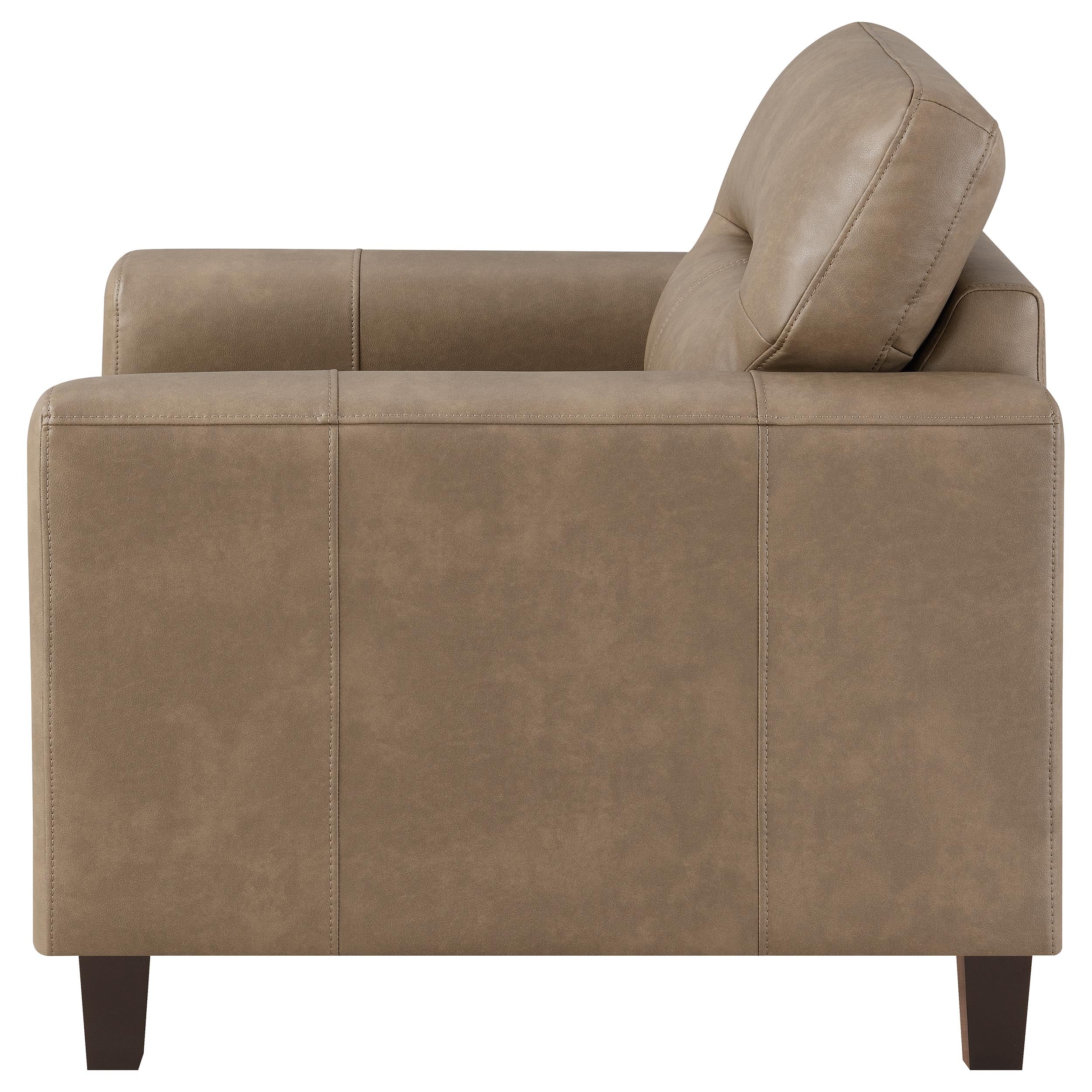 Scotland Faux Leather Upholstered Track Arm Chair Brown — view 5