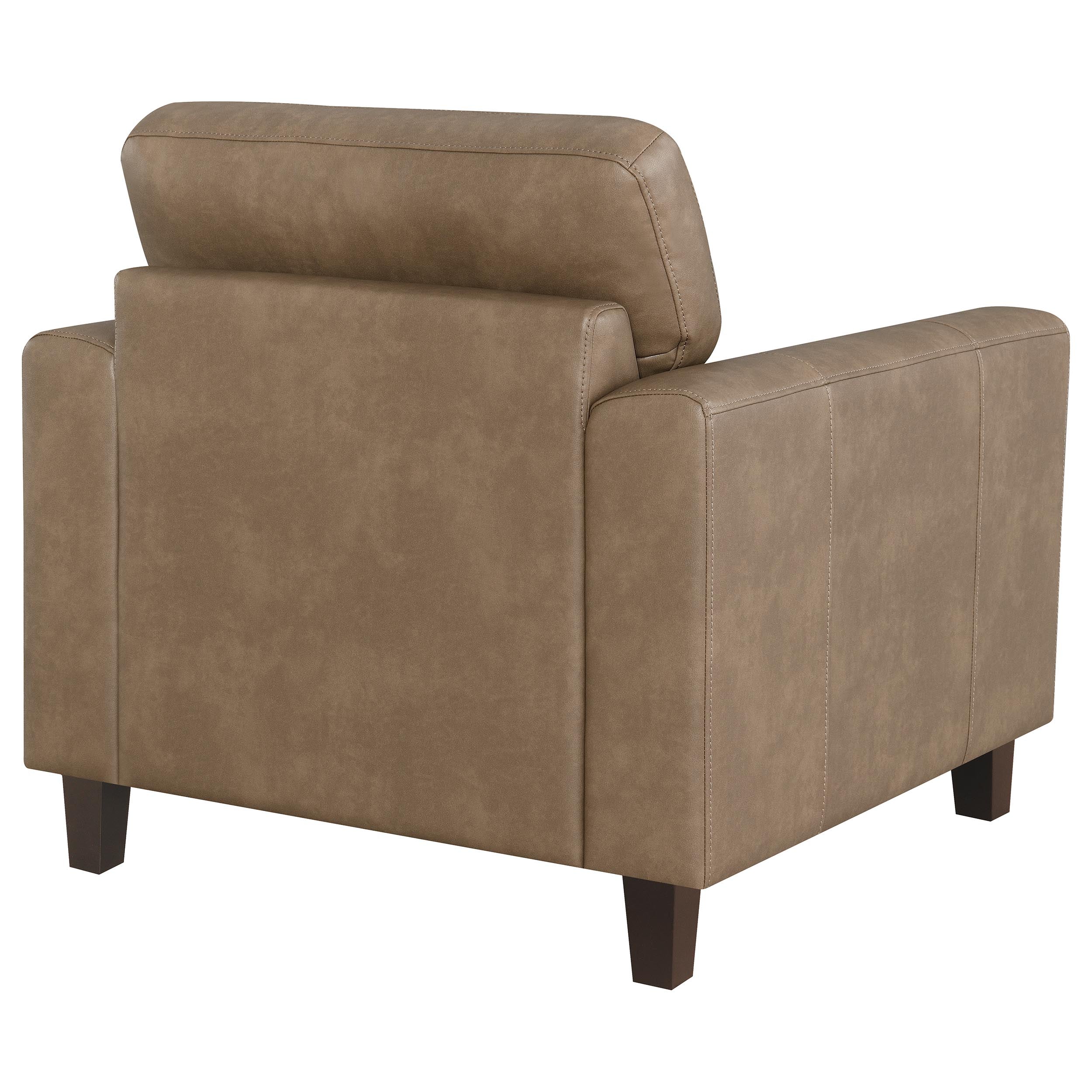 Scotland Faux Leather Upholstered Track Arm Chair Brown — view 7