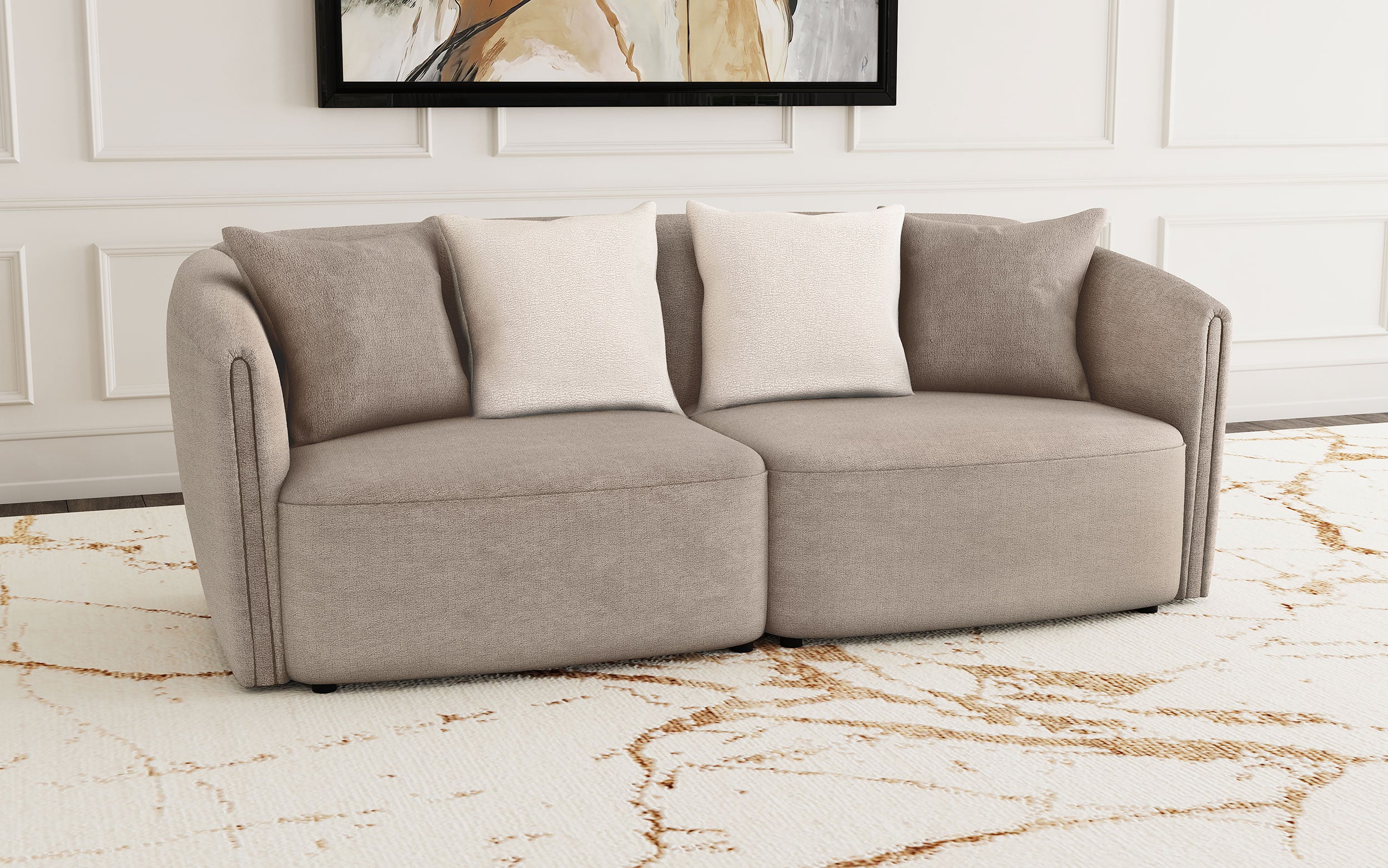 Townsend Chenille Upholstered Rolled Arm Sofa Latte — view 2