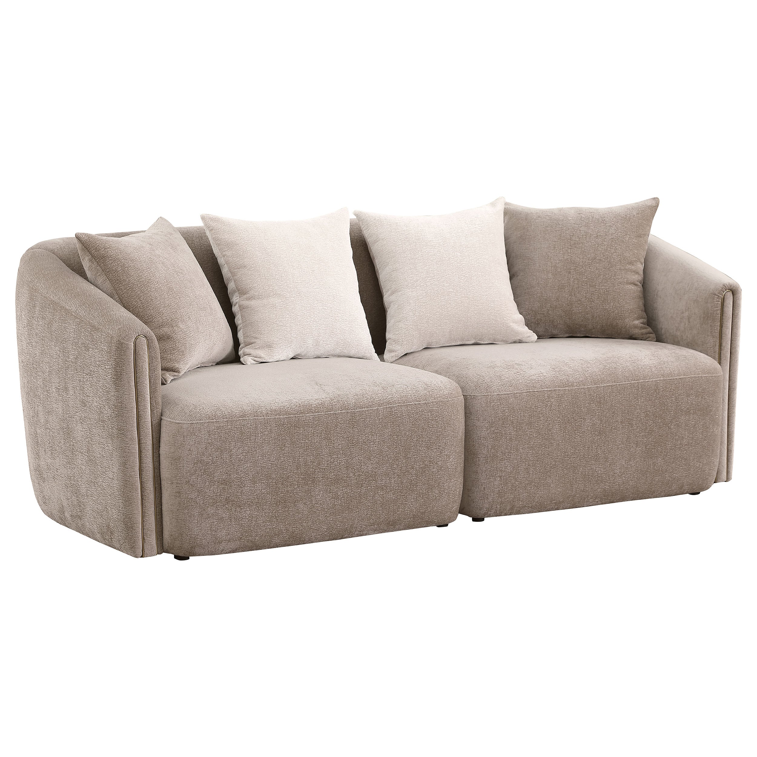 Townsend Chenille Upholstered Rolled Arm Sofa Latte — view 1