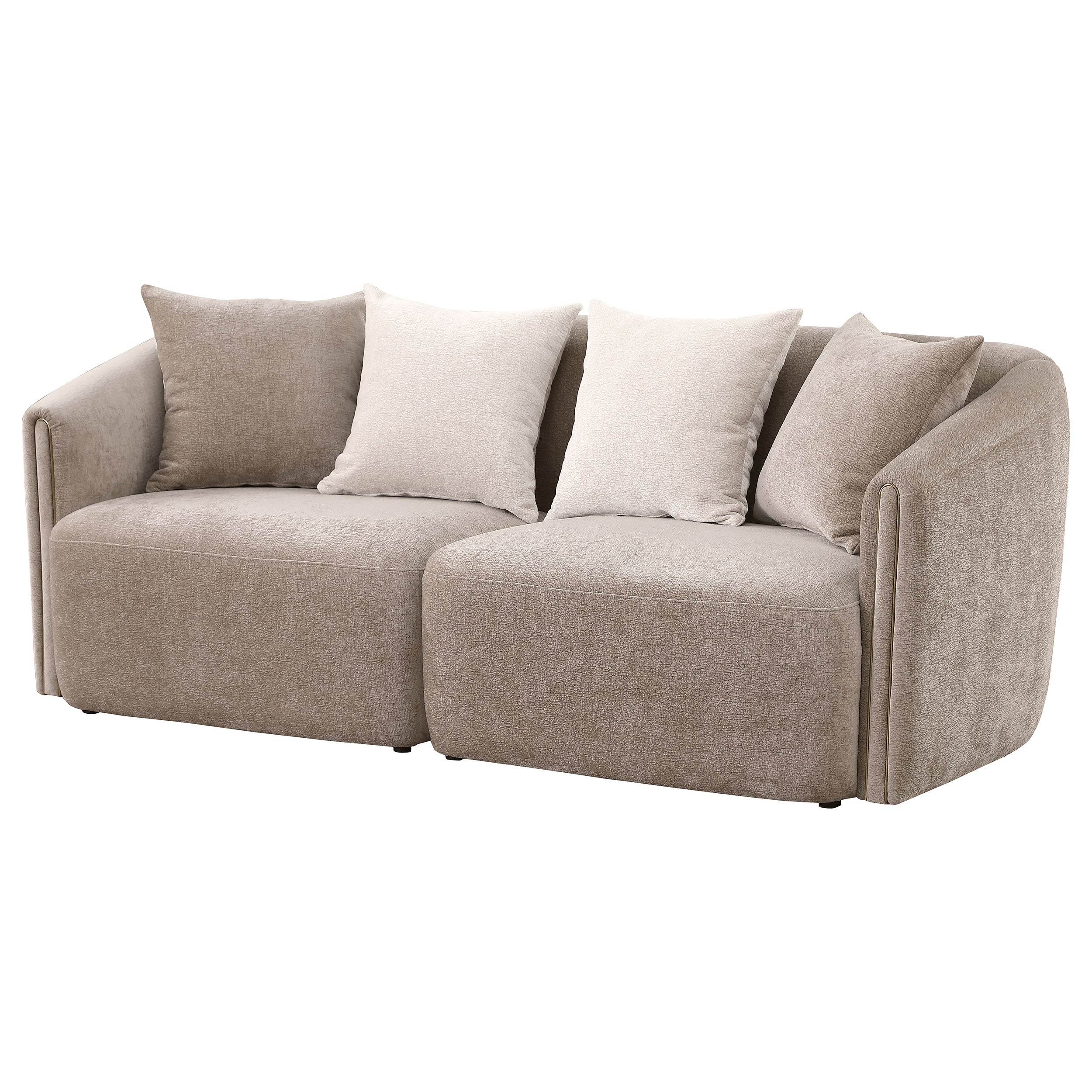 Townsend Chenille Upholstered Rolled Arm Sofa Latte — view 4