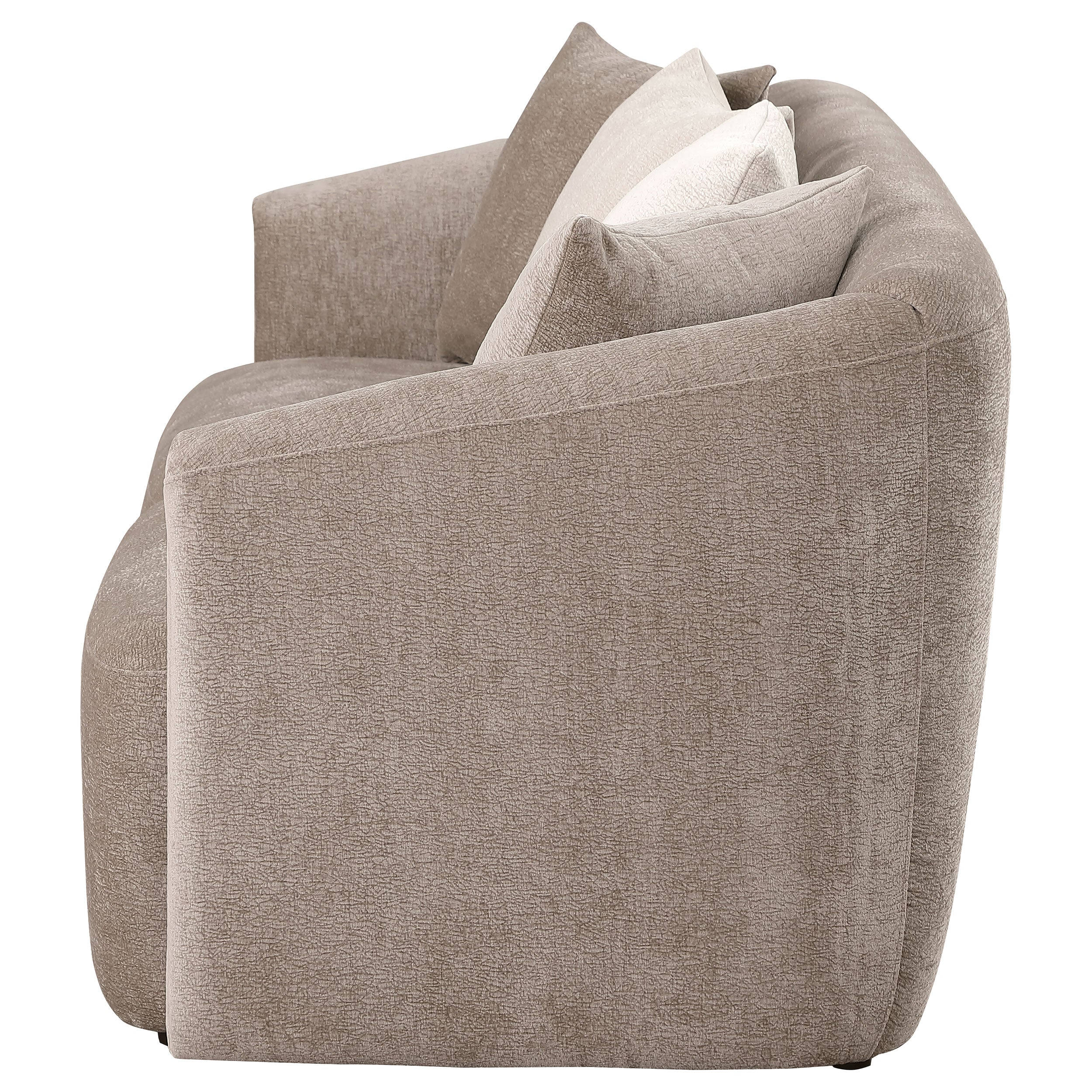 Townsend Chenille Upholstered Rolled Arm Sofa Latte — view 5
