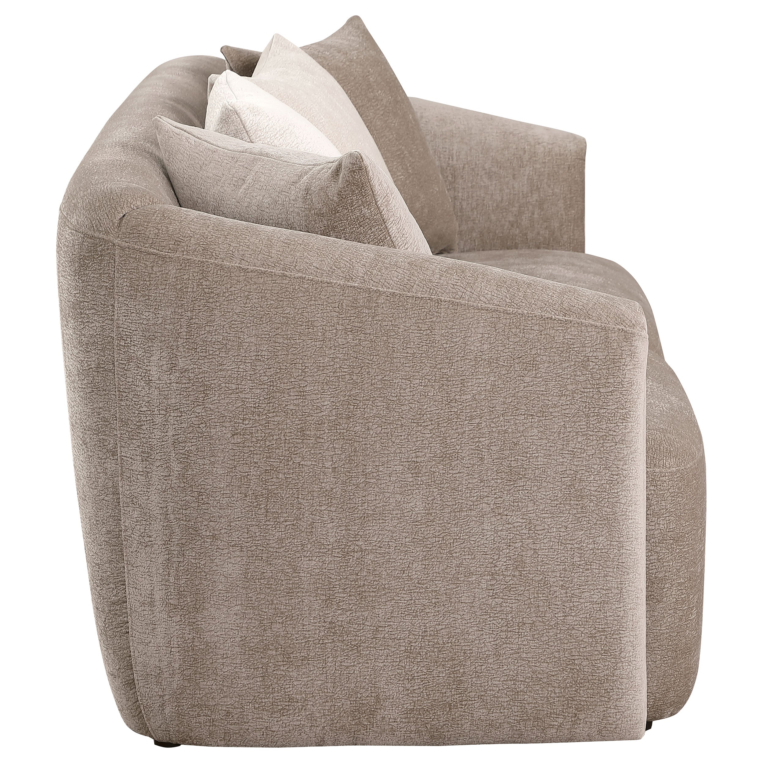 Townsend Chenille Upholstered Rolled Arm Sofa Latte — view 8