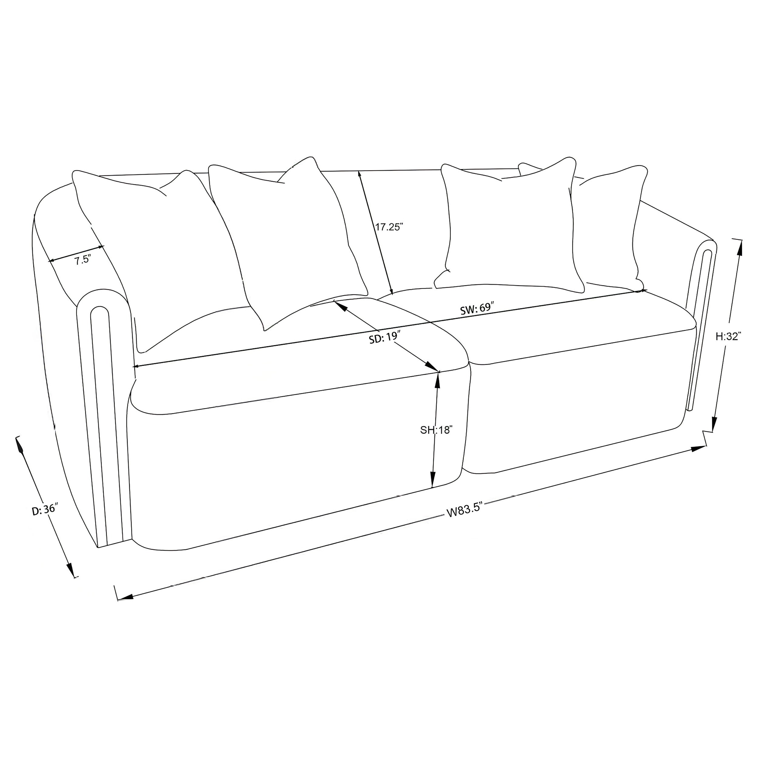 Townsend Chenille Upholstered Rolled Arm Sofa Latte — view 11