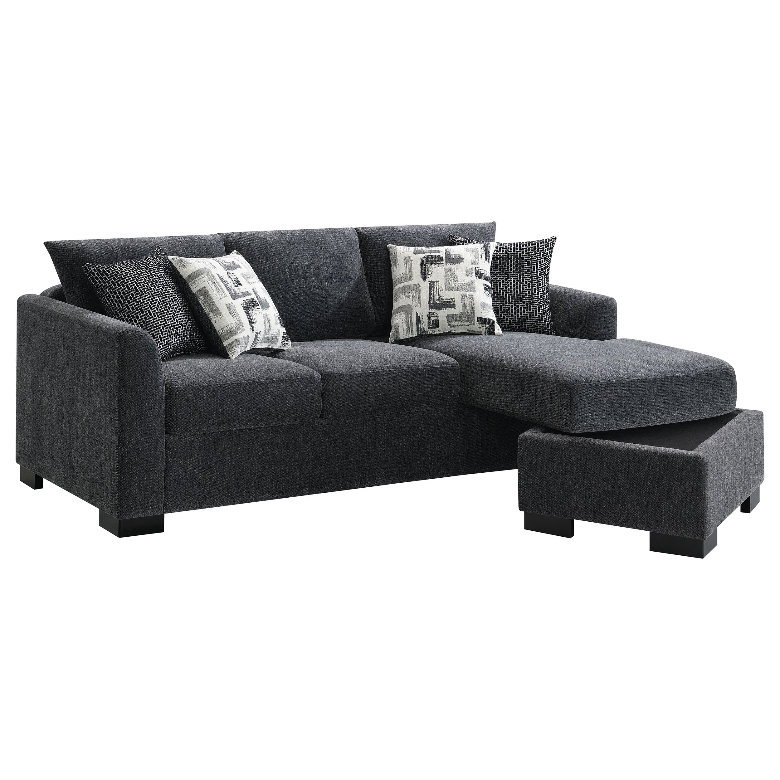Storey Upholstered Sleeper Sectional Chaise Sofa Dark Grey — view 5