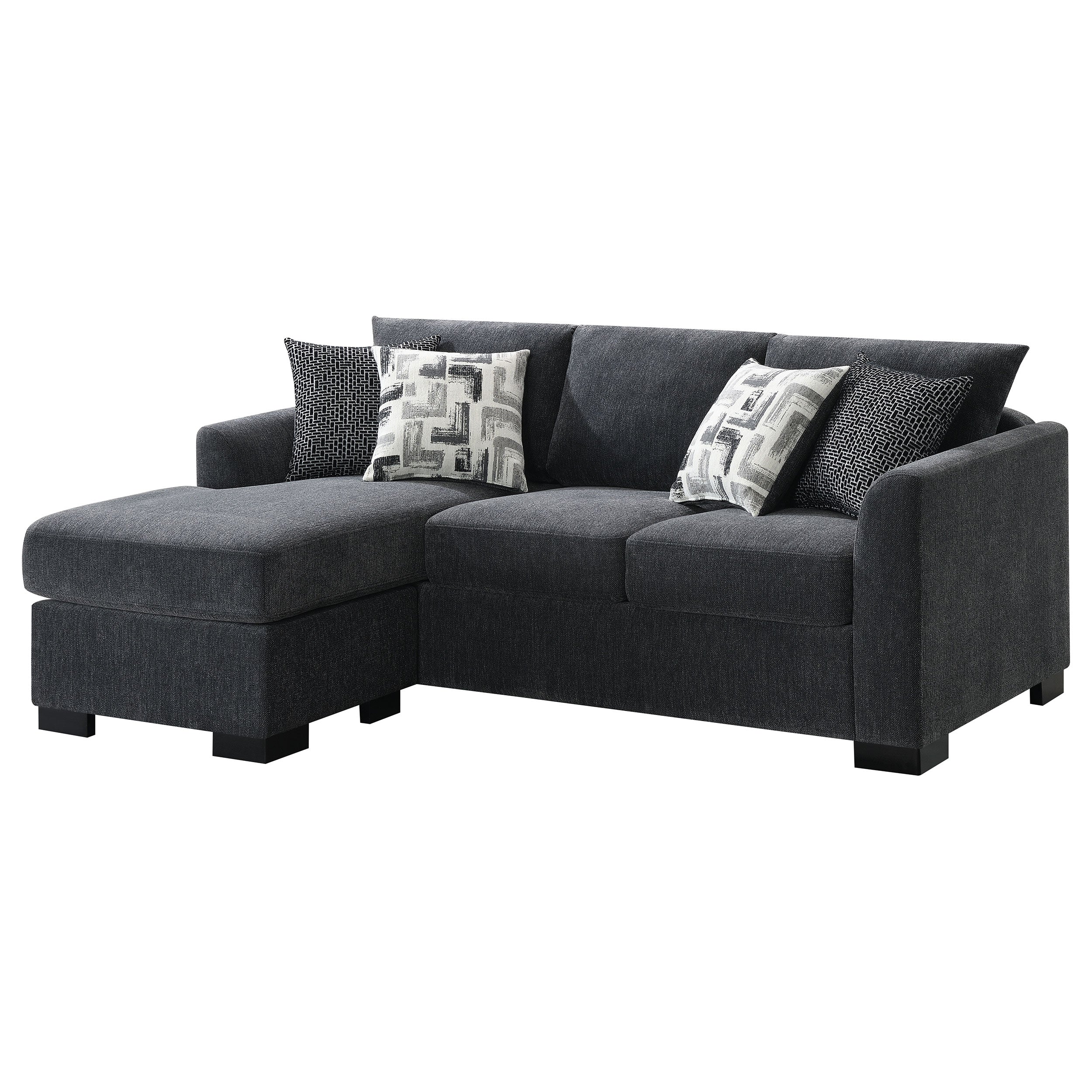 Storey Upholstered Sleeper Sectional Chaise Sofa Dark Grey — view 7