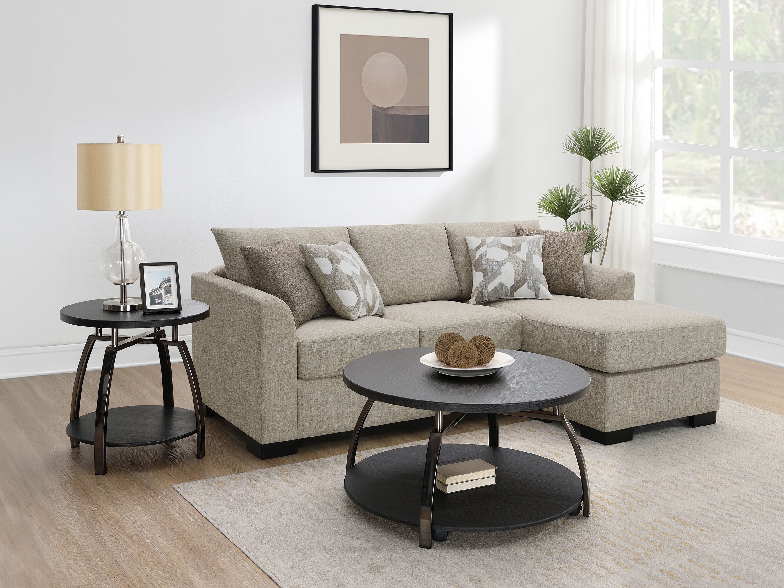 Storey Upholstered Sleeper Sectional Chaise Sofa Camel — view 2
