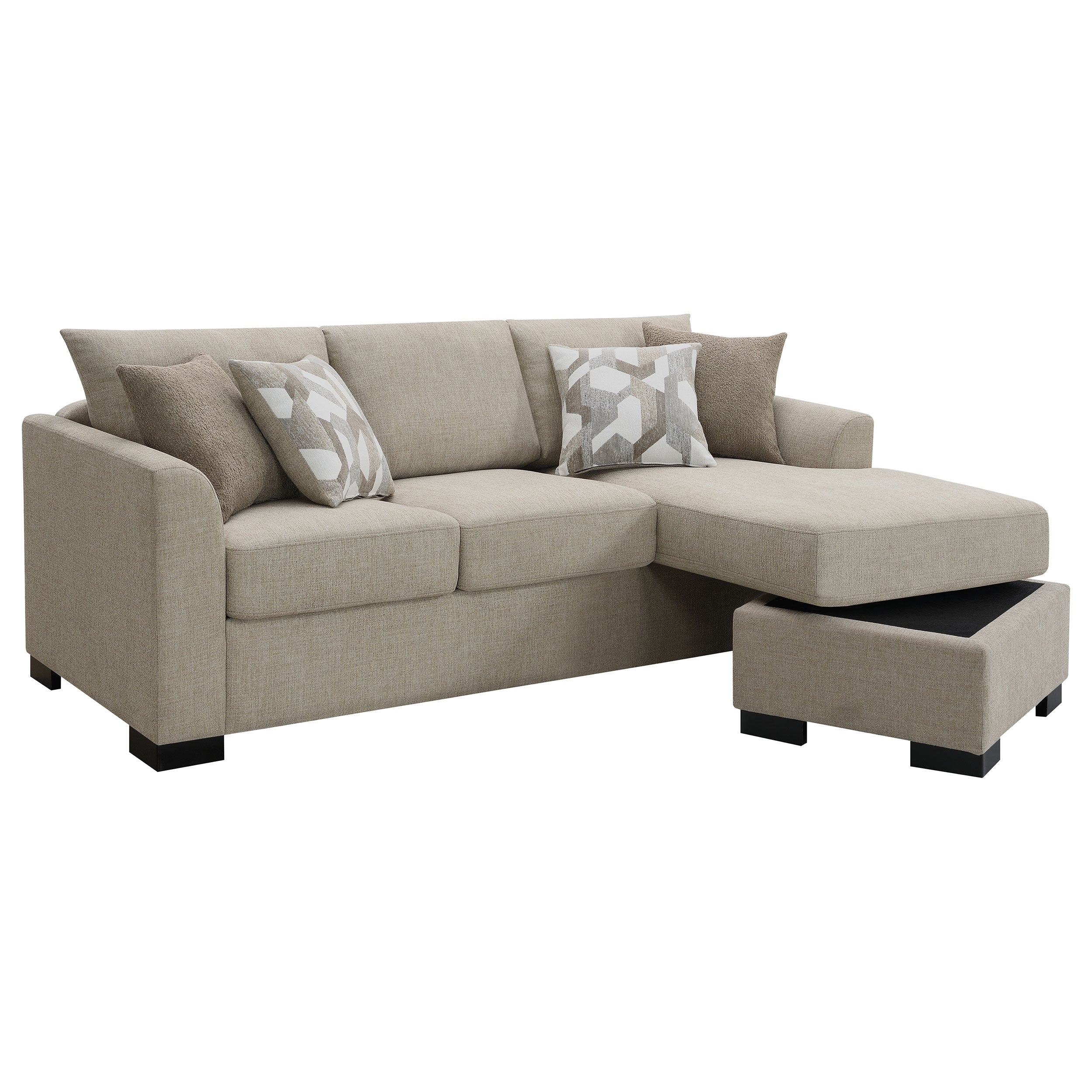 Storey Upholstered Sleeper Sectional Chaise Sofa Camel — view 5