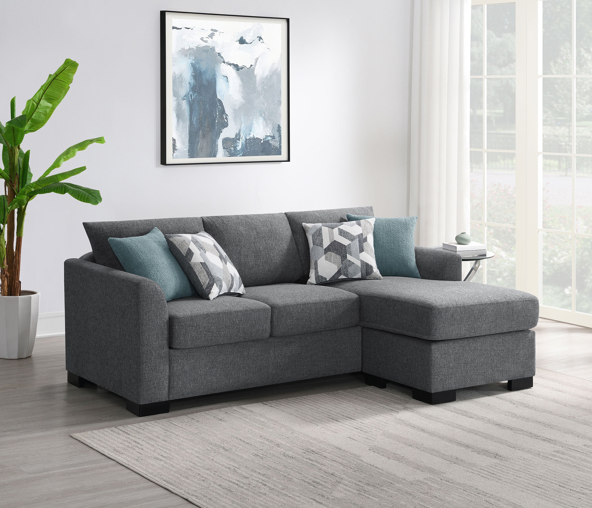 Storey Upholstered Sleeper Sectional Chaise Sofa Grey — view 3
