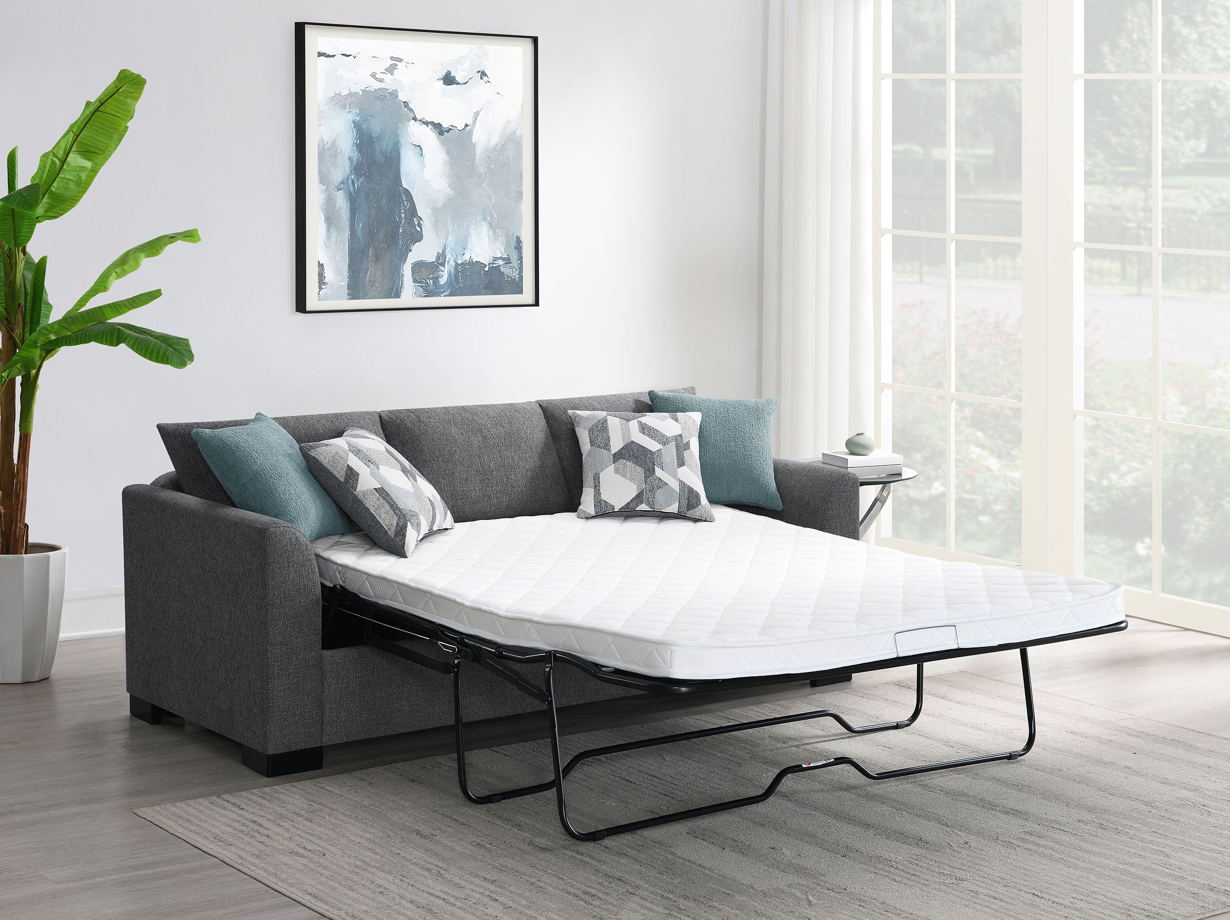 Storey Upholstered Sleeper Sectional Chaise Sofa Grey — view 4
